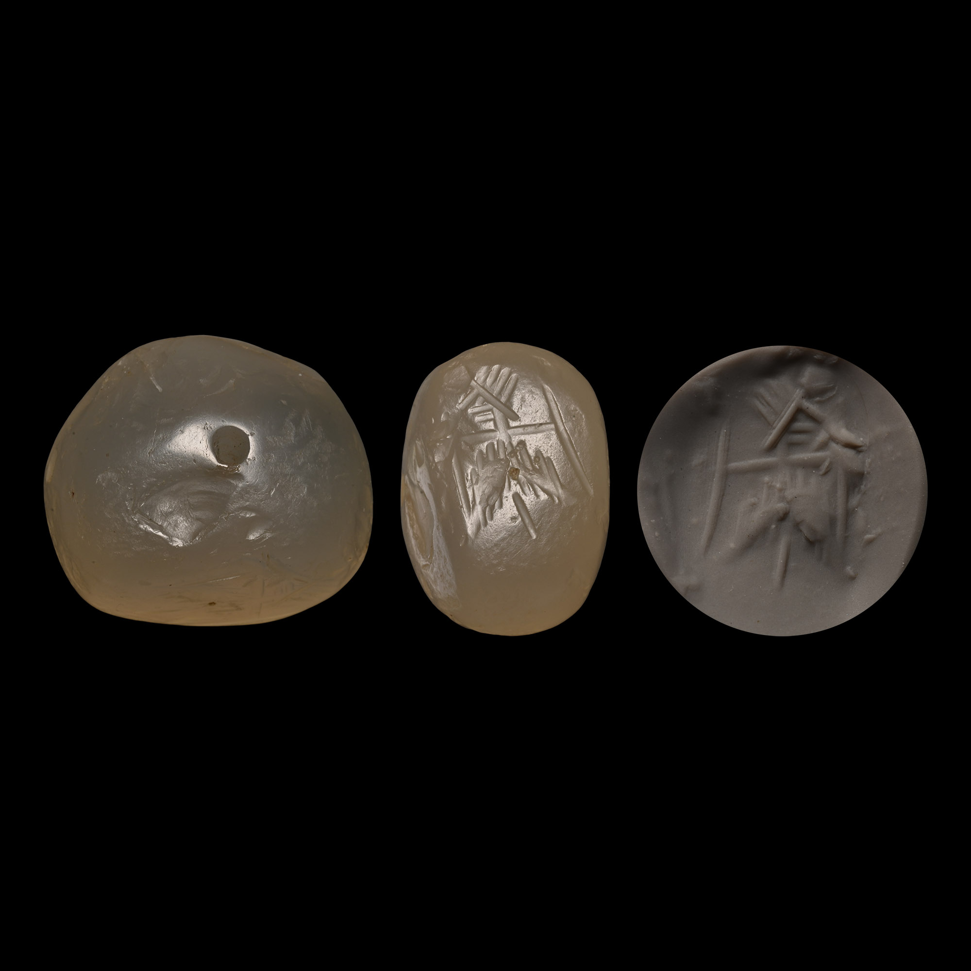Sasanian Chalcedony Stamp Seal with Winged Figure