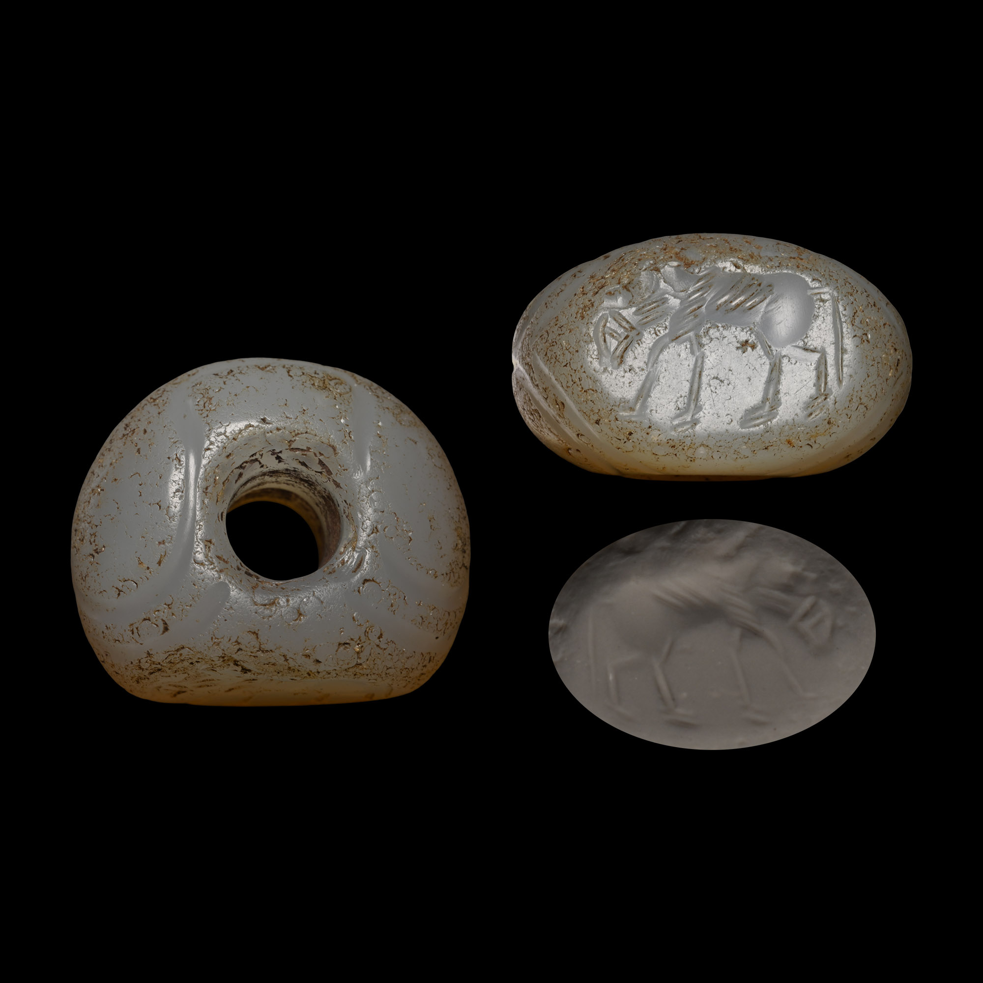 Sasanian Chalcedony Stamp Seal with Animal