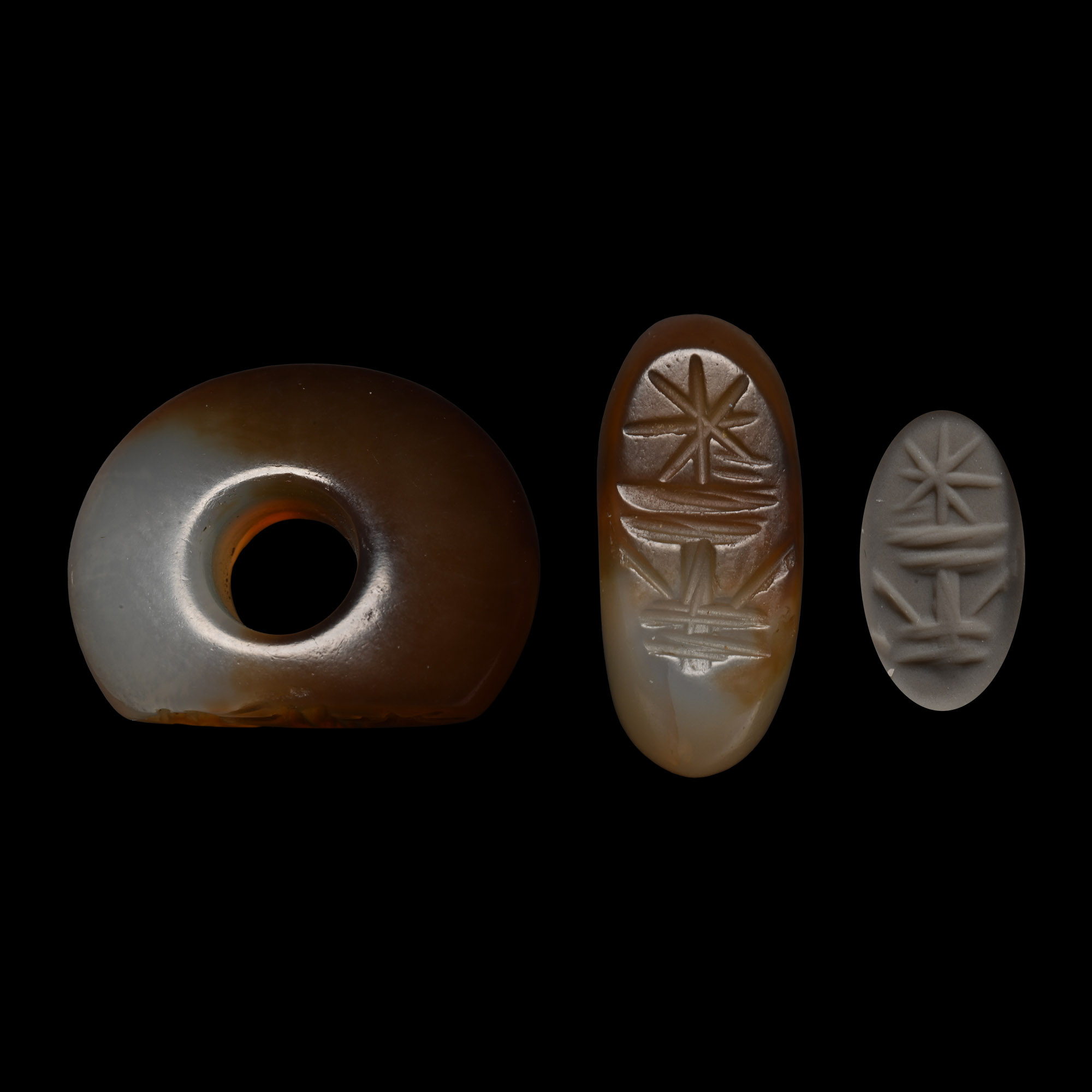 Sasanian Banded Agate Stamp Seal with Star