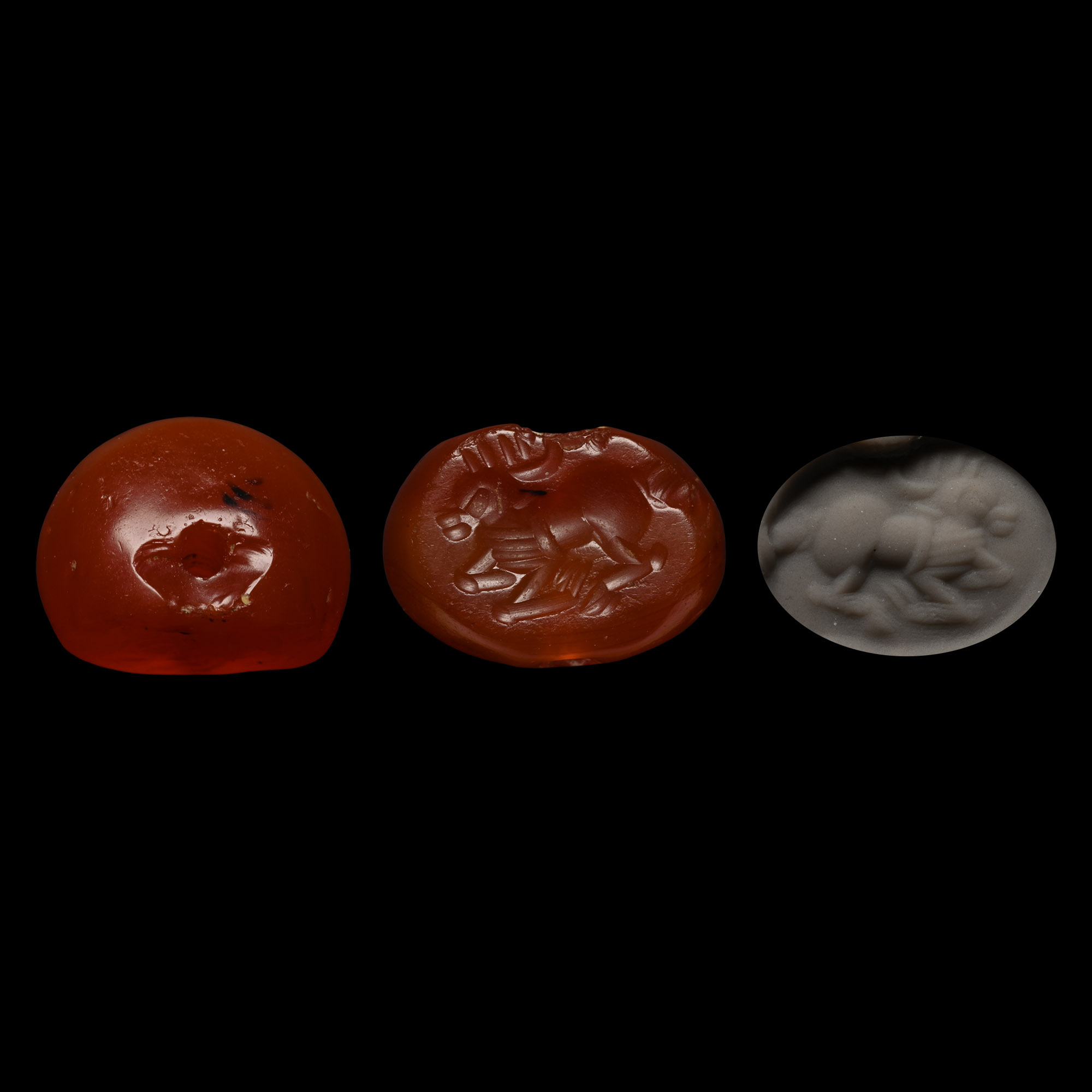 Sasanian Carnelian Stamp Seal with Recumbent Animal