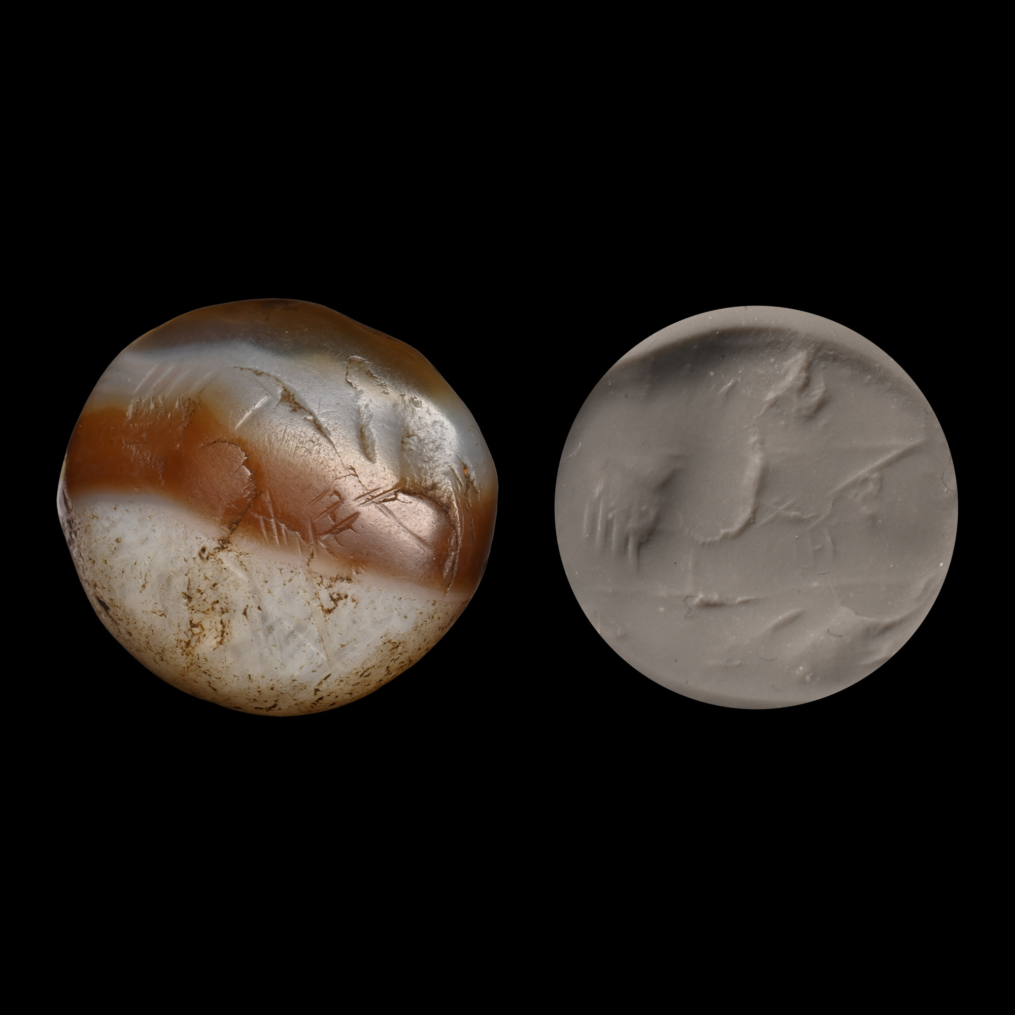 Large Sasanian Banded Agate Stamp Seal
