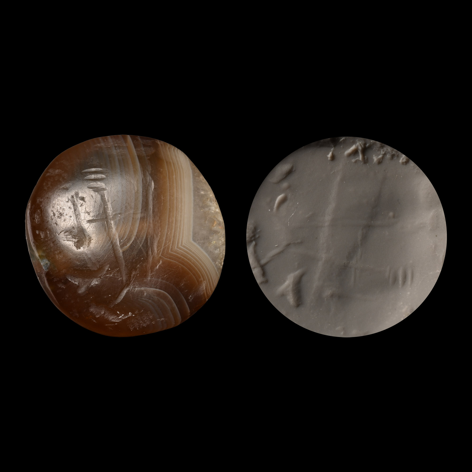 Large Sasanian Banded Agate Stamp Seal