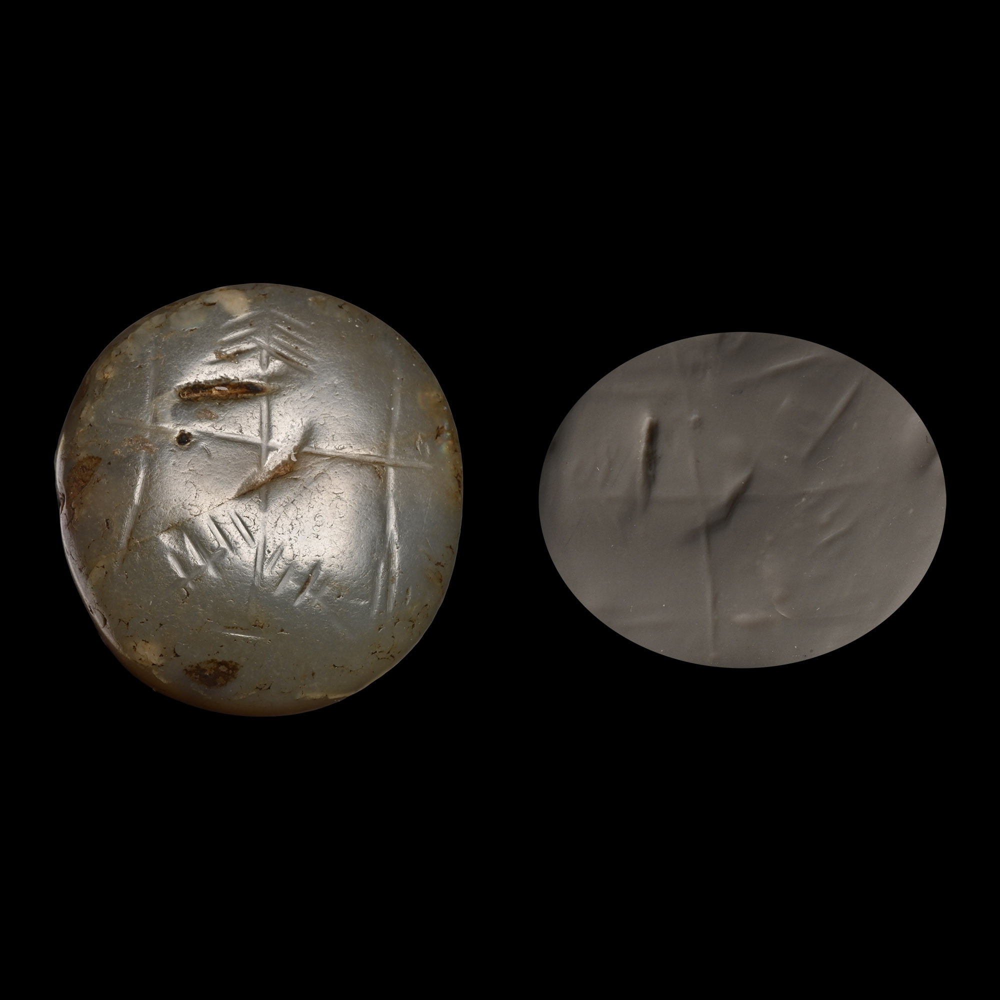 Large Sasanian Banded Agate Stamp Seal