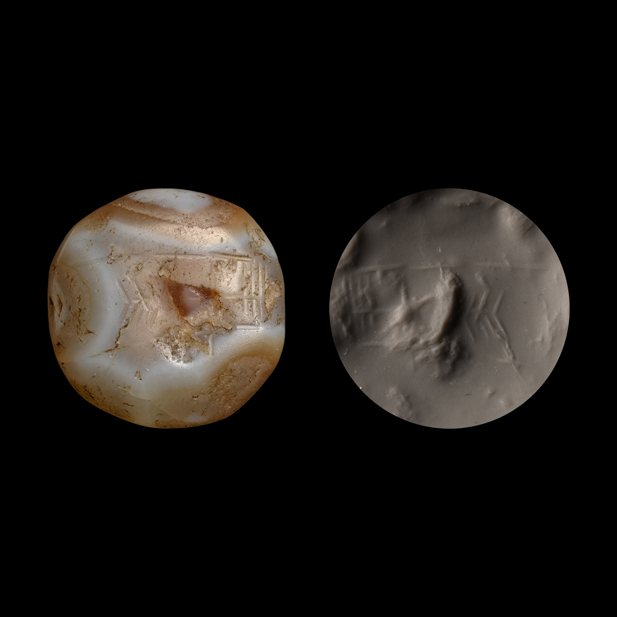 Sasanian Banded Agate Stamp Seal