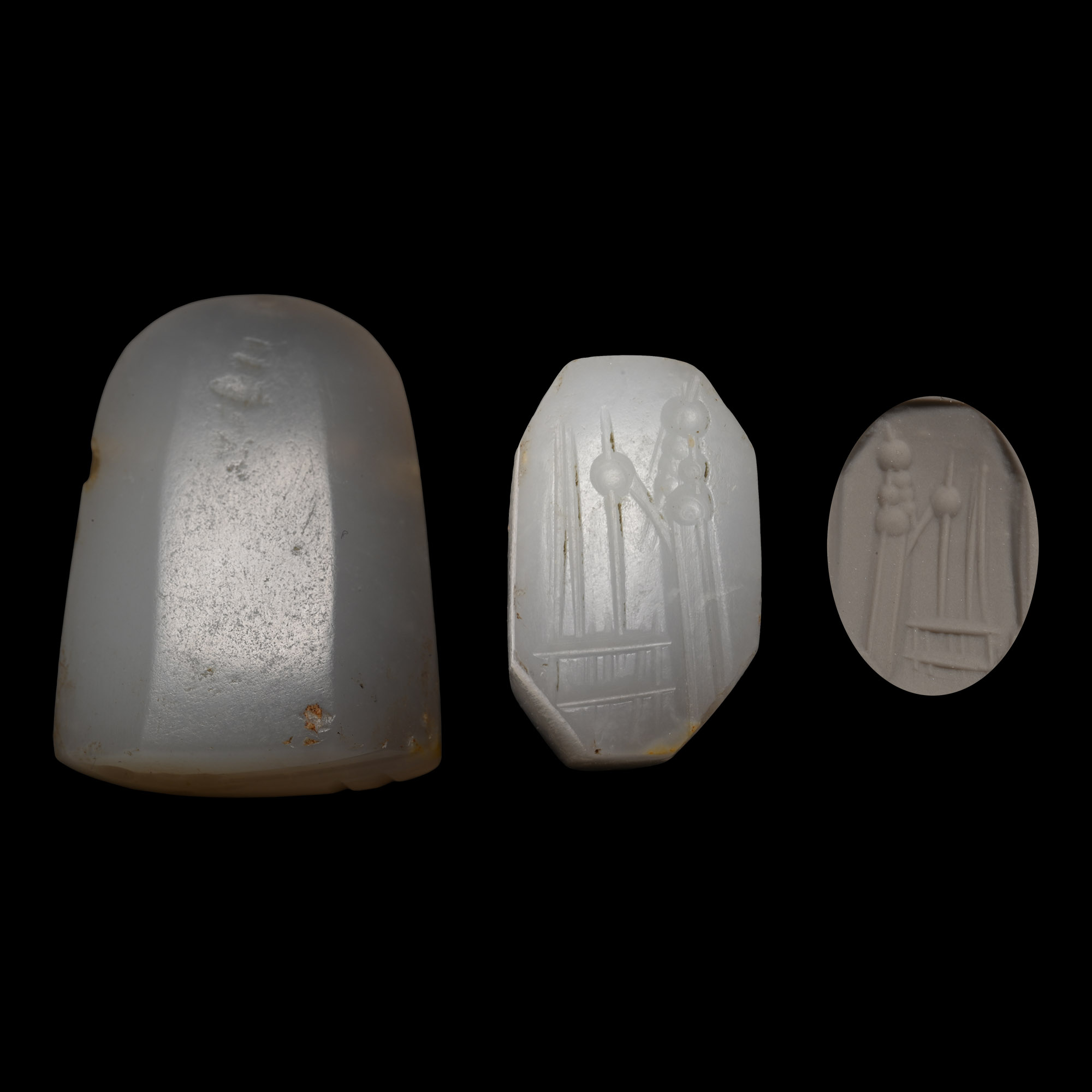 Neo-Babylonian Chalcedony Stamp Seal with Figure