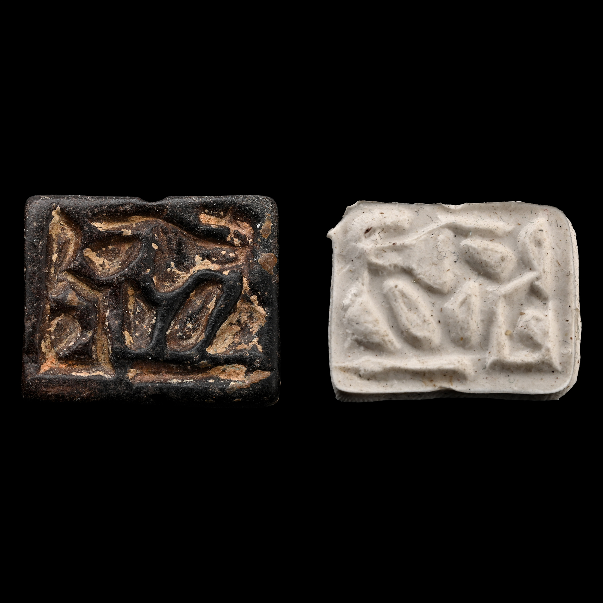 Western Asiatic Black Stone Bifacial Stamp Seal