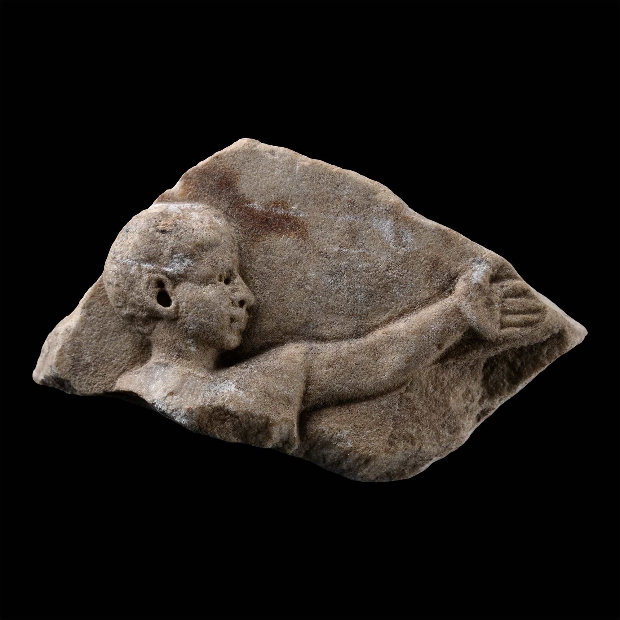 Roman Marble Relief Fragment of a Boy with Outstretched Arm