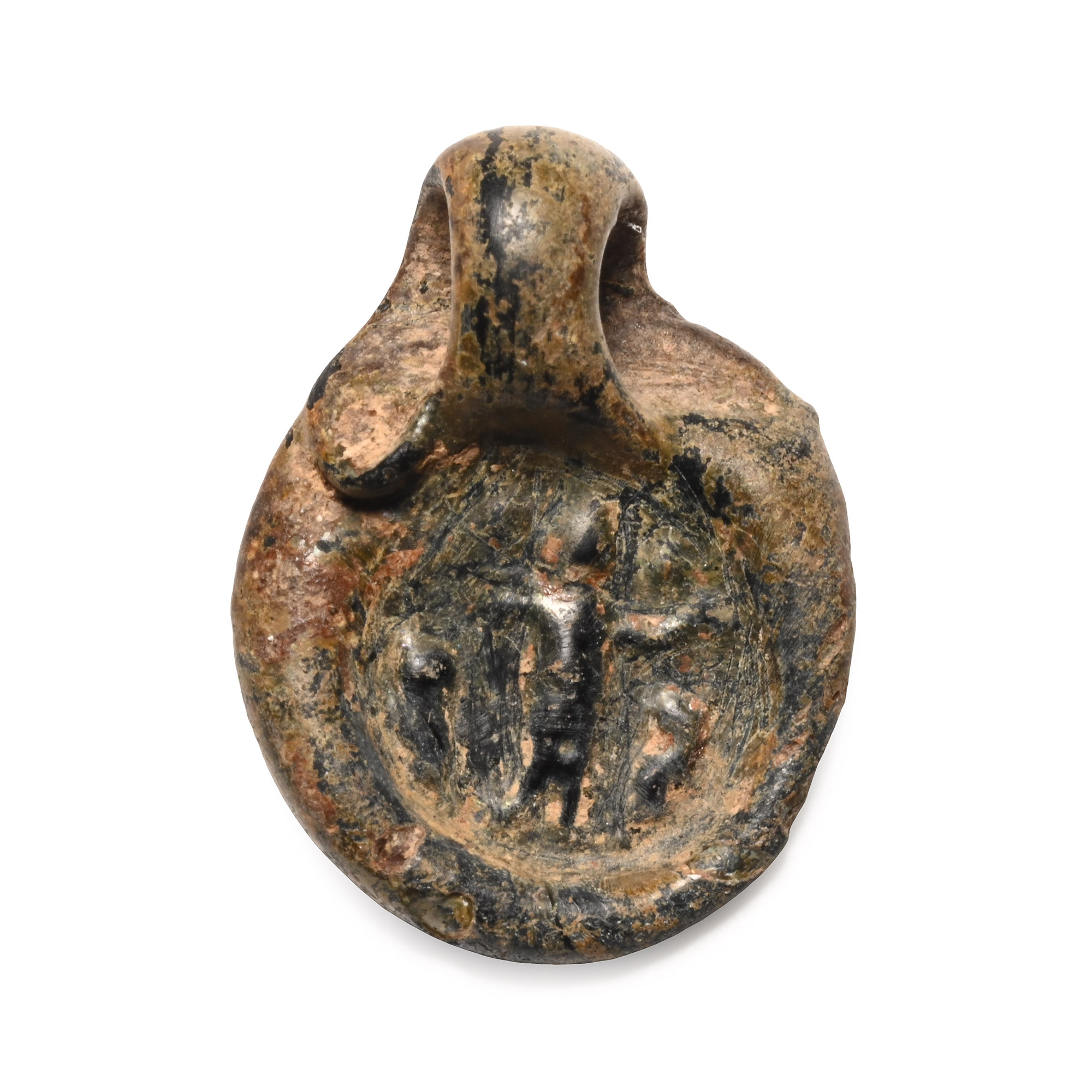 Roman Glass Pendant with Standing Warrior