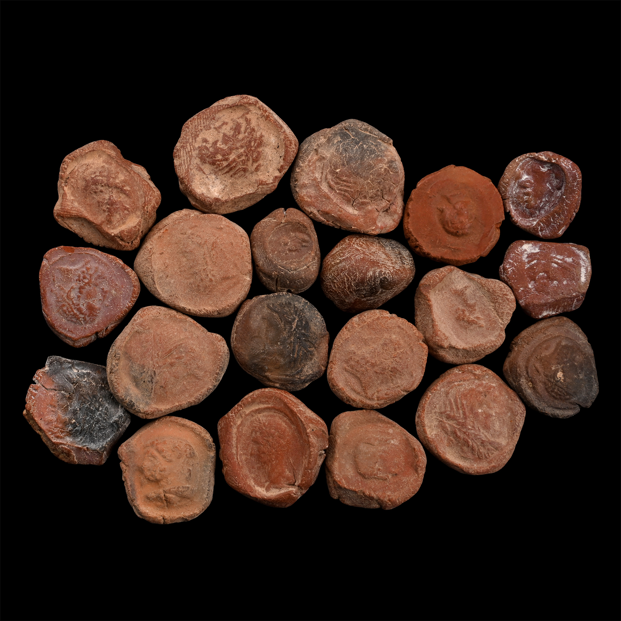 Roman Terracotta Bullae, Tesserae or Token Group