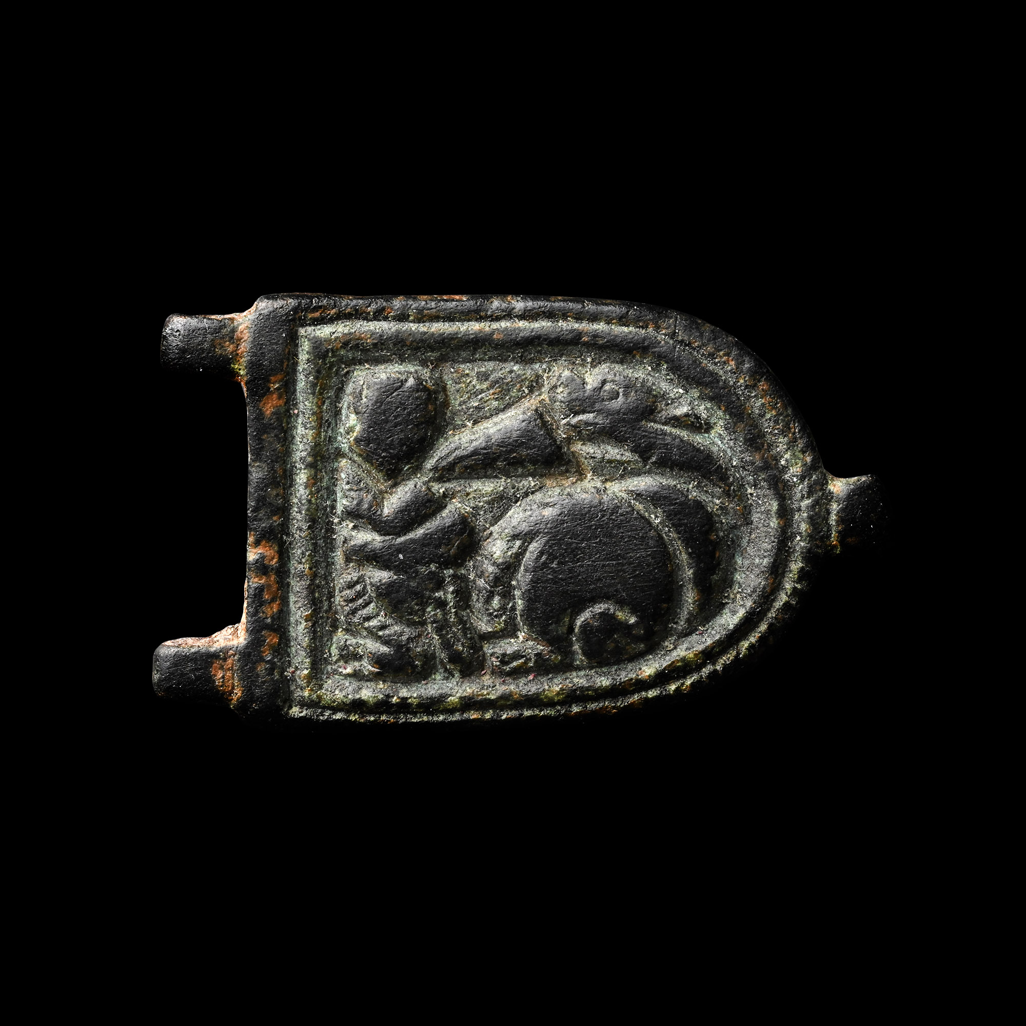 Byzantine Bronze Plate with Combat Scene