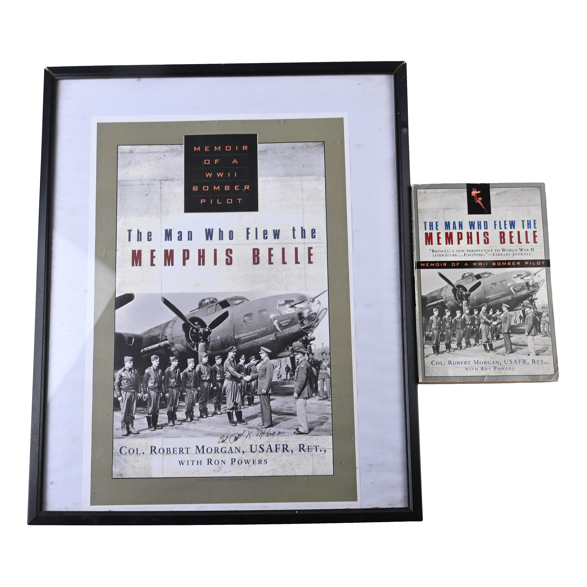 American Air Force WWII Memphis Belle Book and Originally Signed and Framed Poster