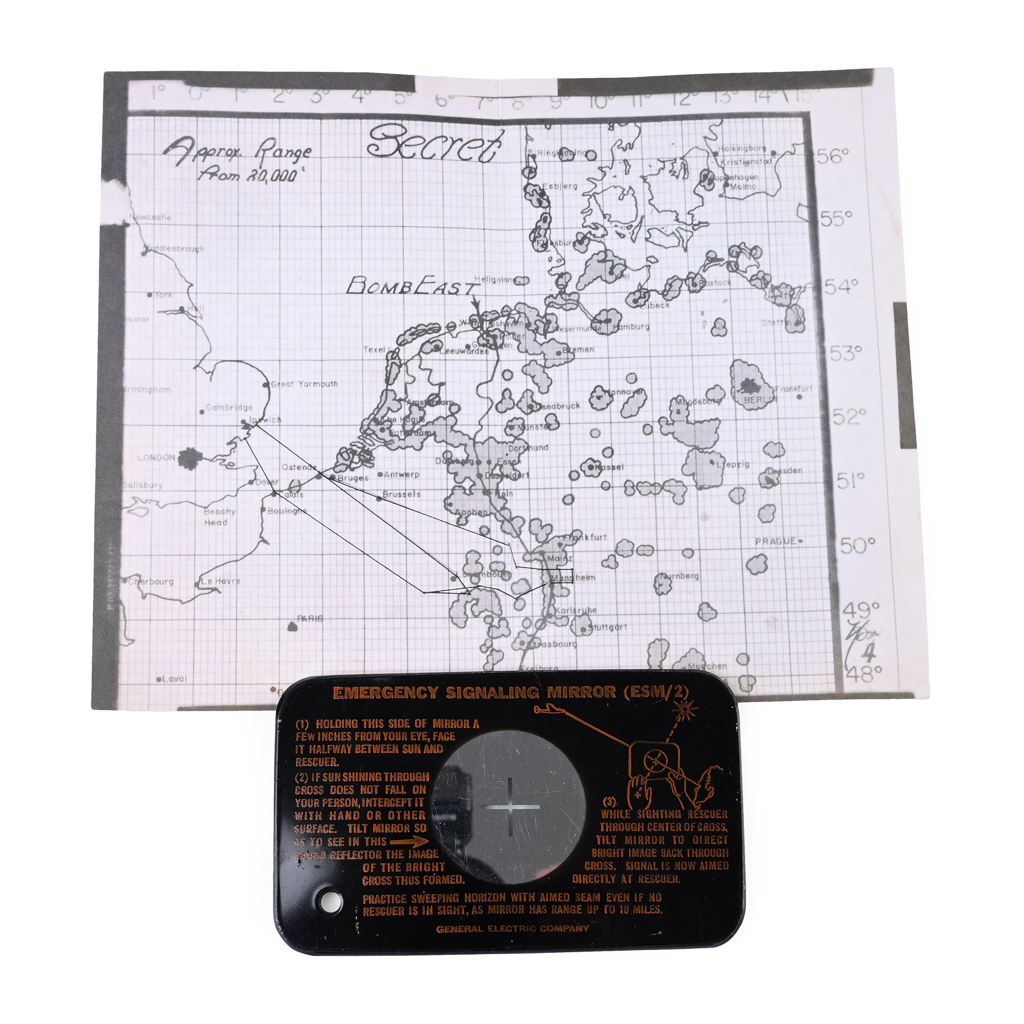 American Air Force WWII Aircraft Emergency Signalling Mirror