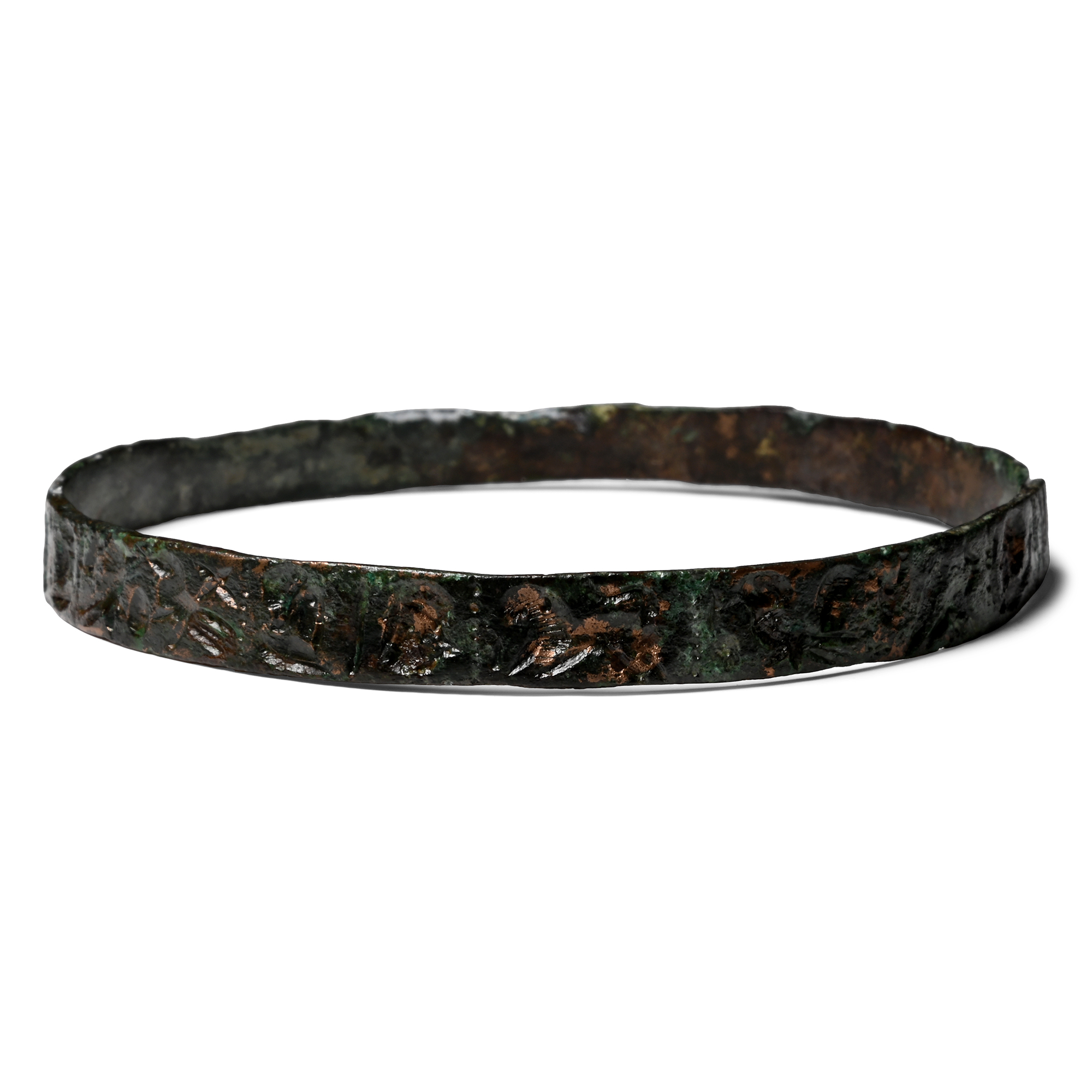 Roman Bronze Bracelet with Gladiatorial Busts and Animals