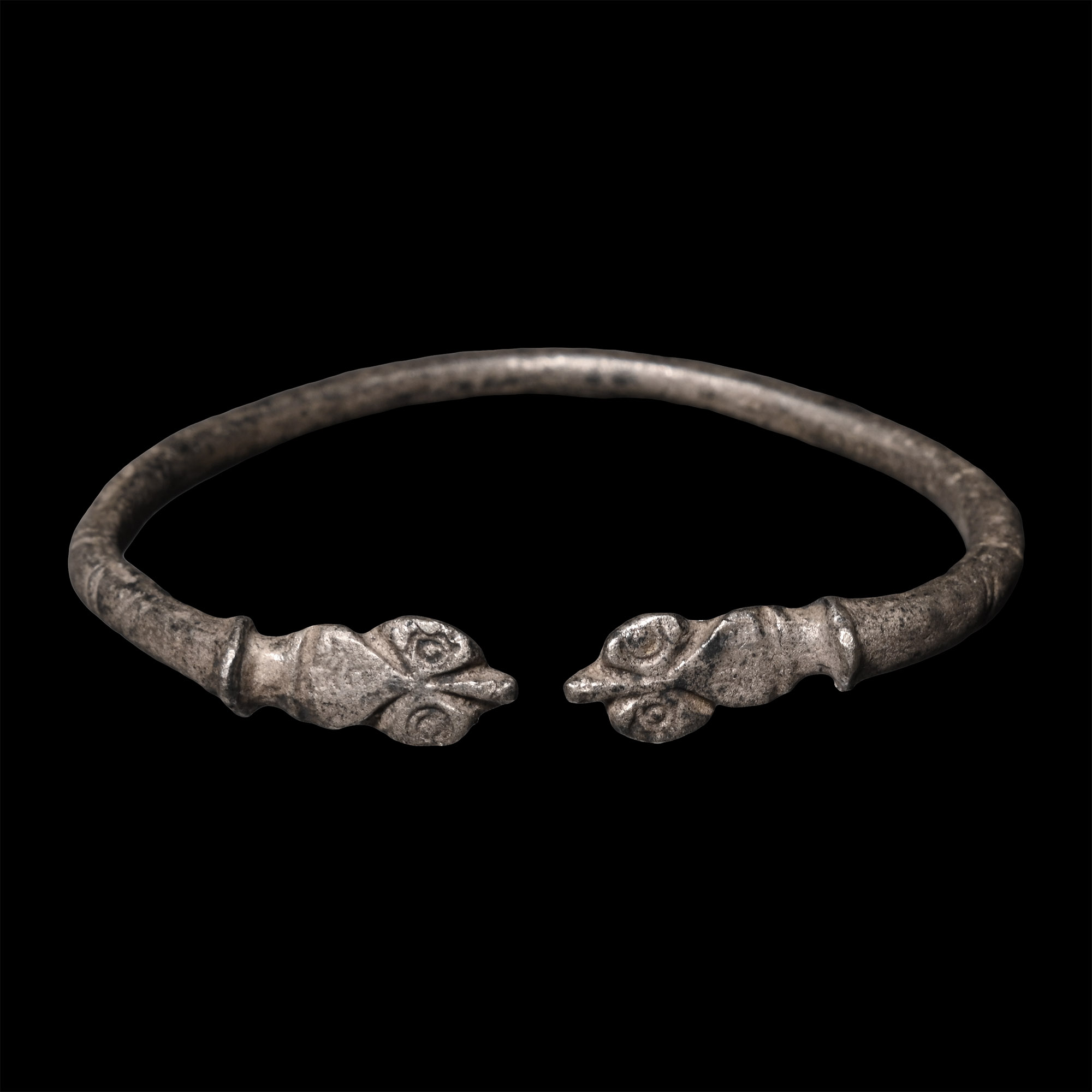 Roman Silver Bracelet with Animal Head Terminals