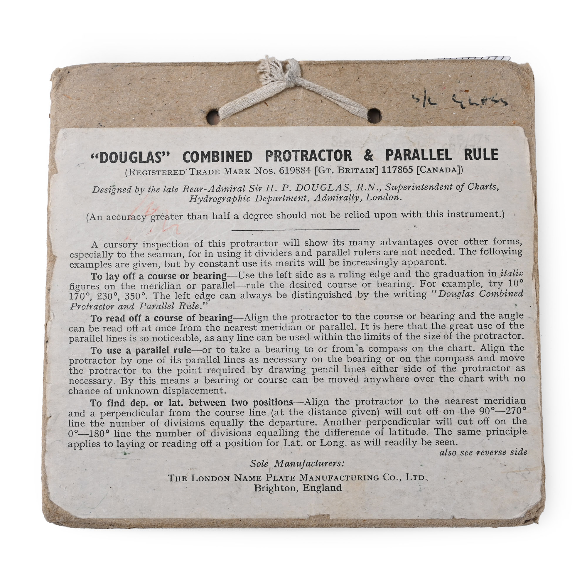 British RAF WWII Aircraft Navigator's Protractor