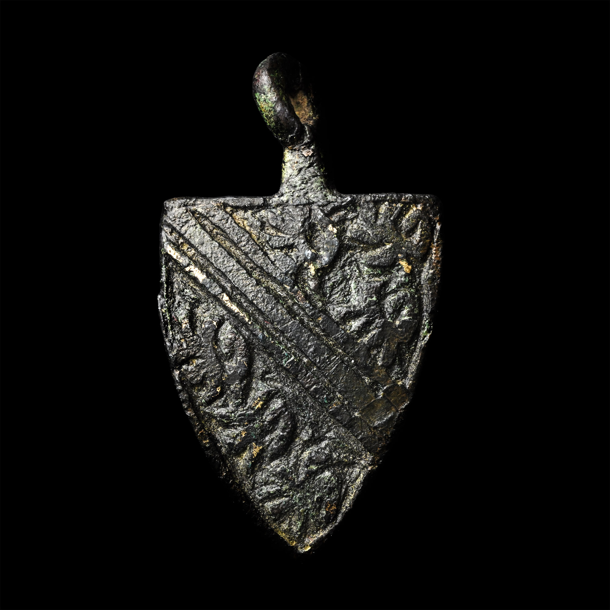Medieval Knight's Enamelled Bronze Heraldic 'De Bohun, Earls of Hereford' Horse Harness Pendant