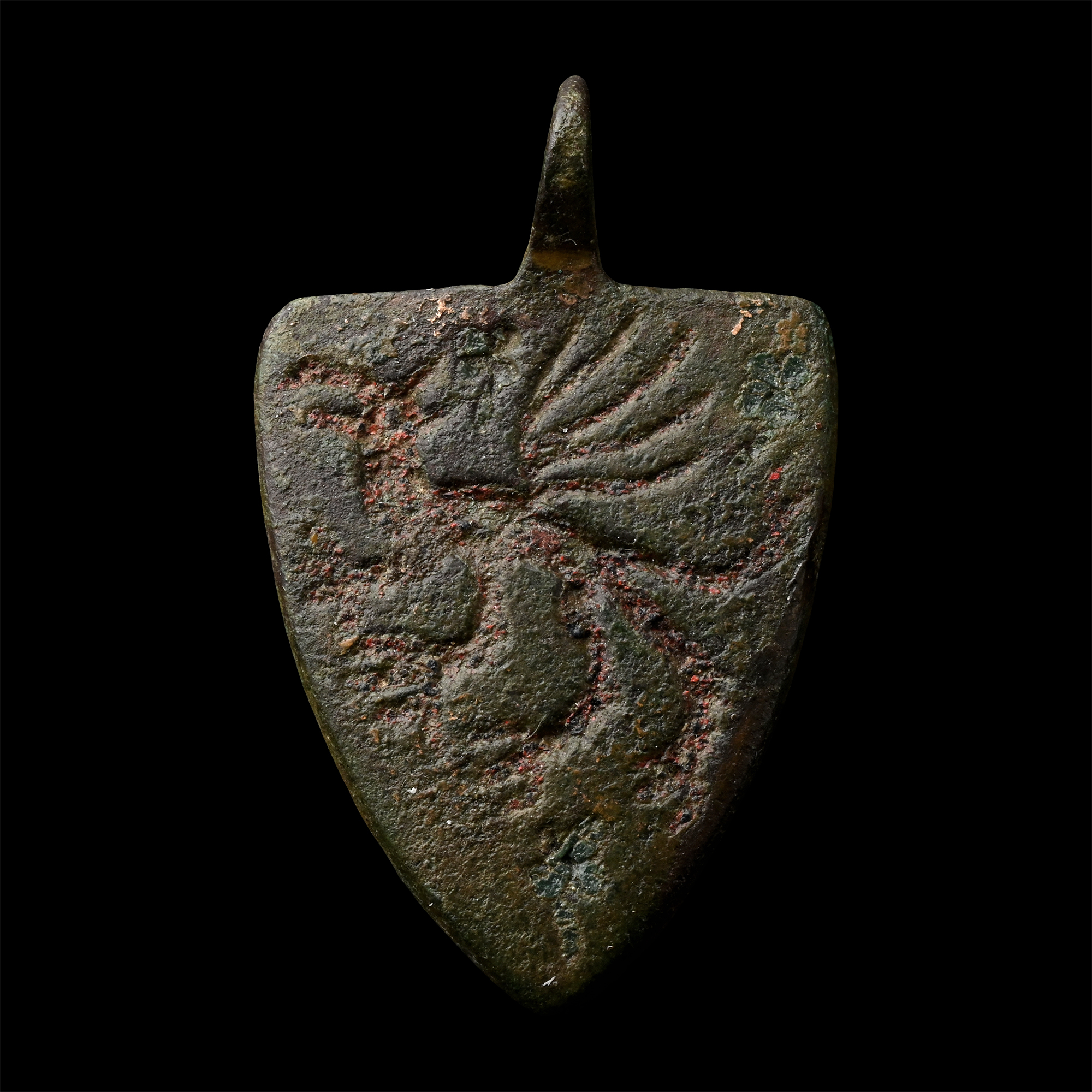 Medieval Knight's Enamelled Bronze Heraldic Horse Harness Pendant with Dragon