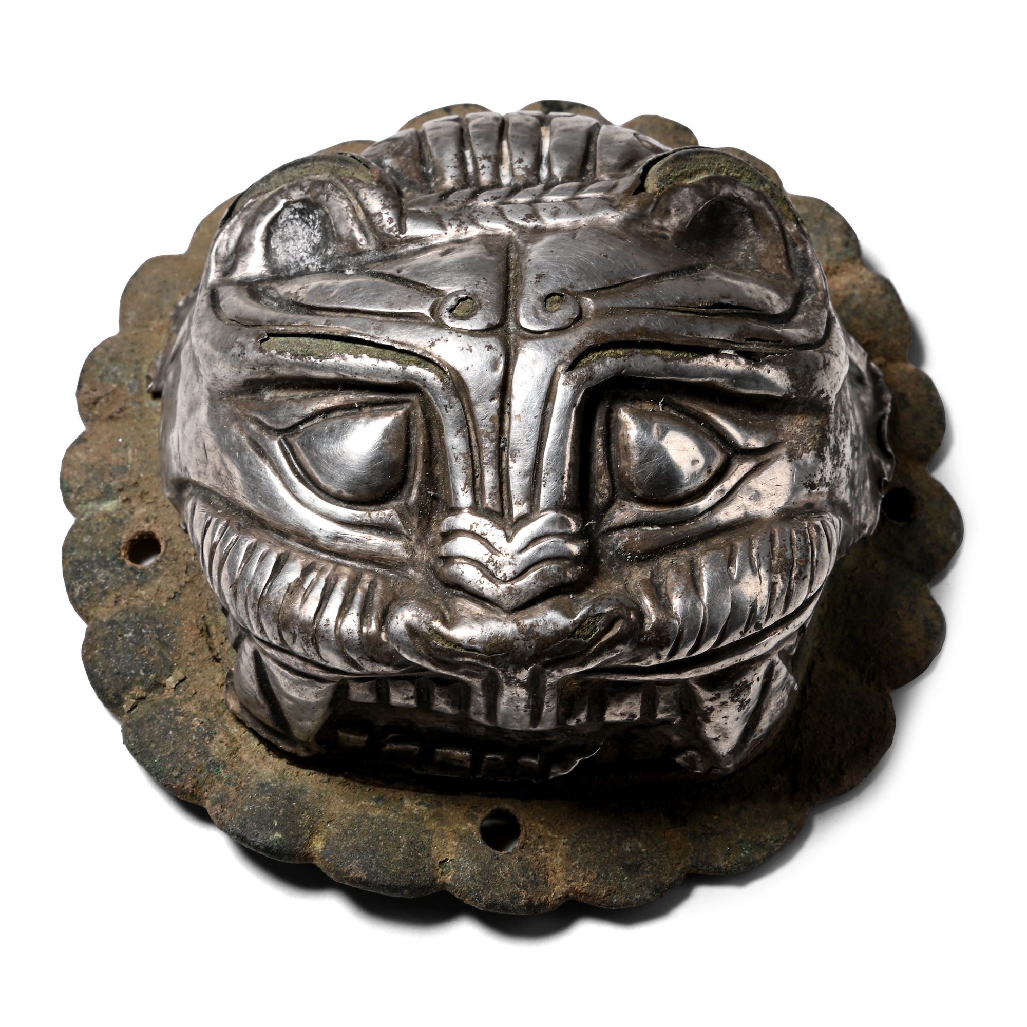 Sasanian Silver-Plated Lion Shield Boss