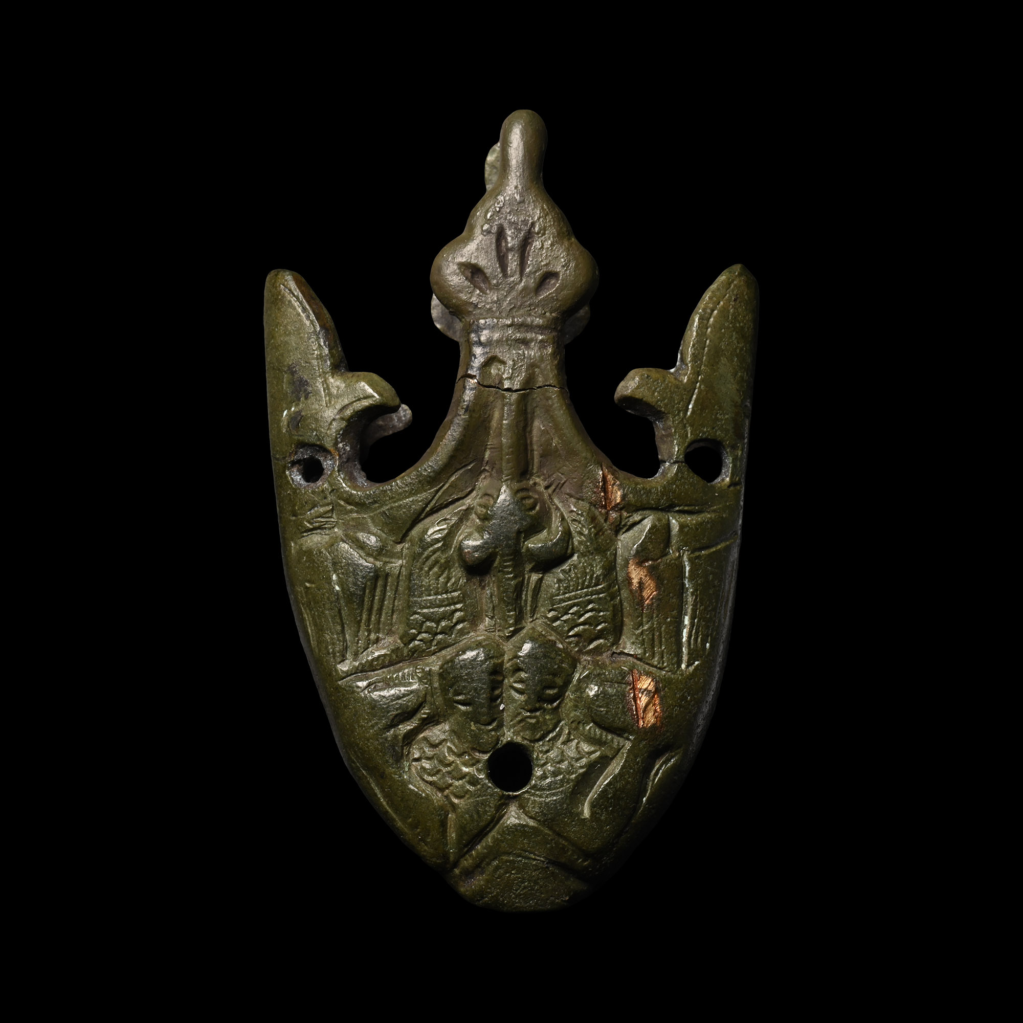 Viking Age Bronze Figural Sword Chape