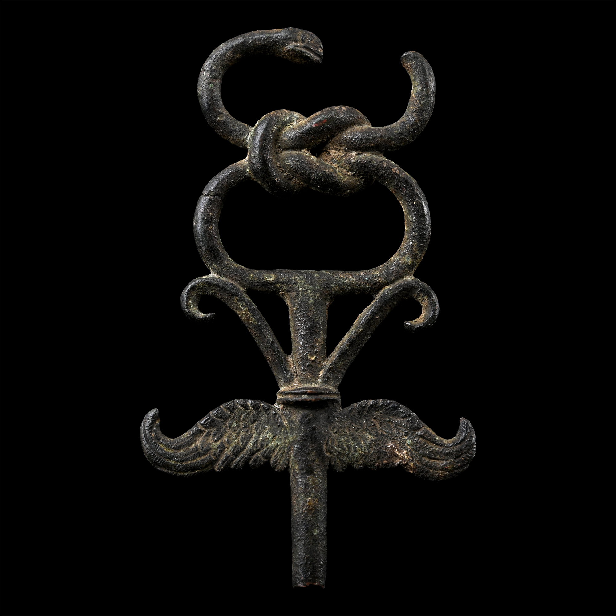 'The Colchester' Roman Bronze Caduceus Sceptre Finial