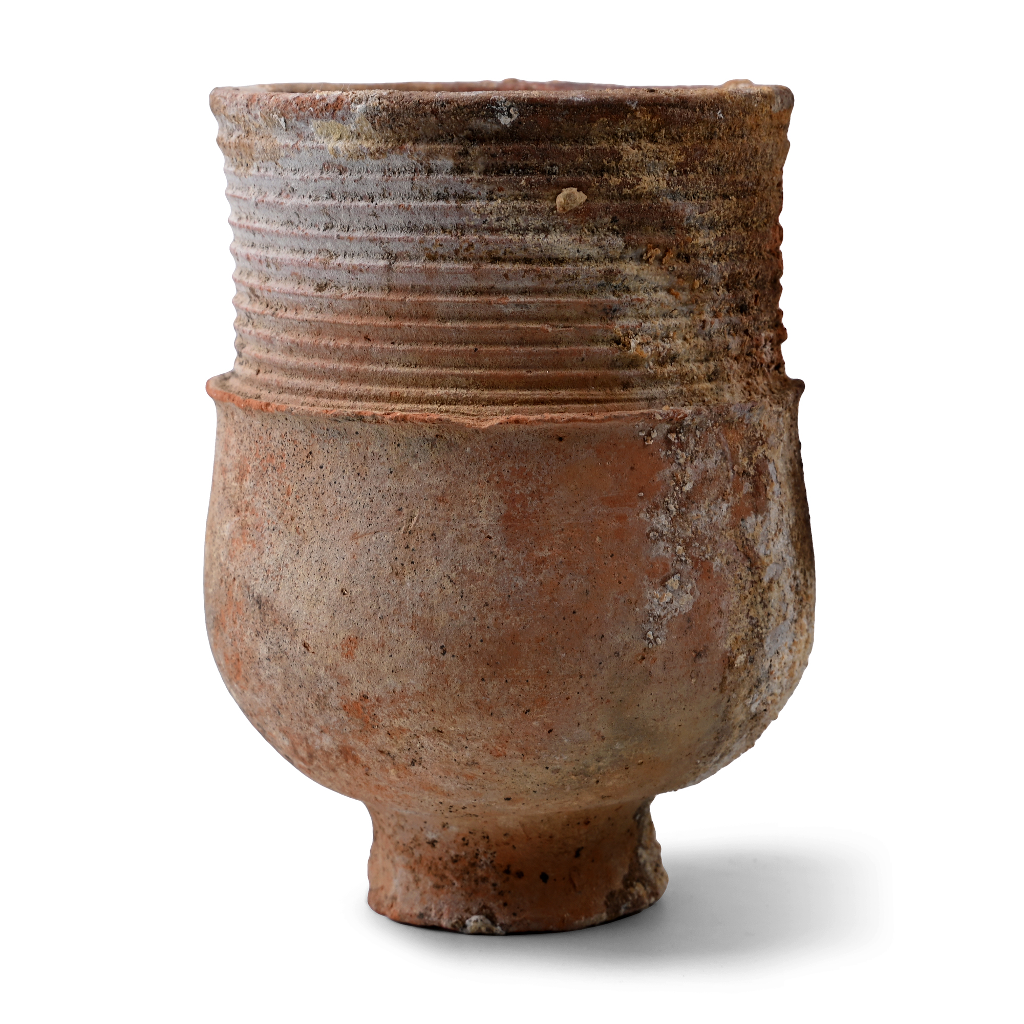 Roman Terracotta Ribbed Drinking Cup