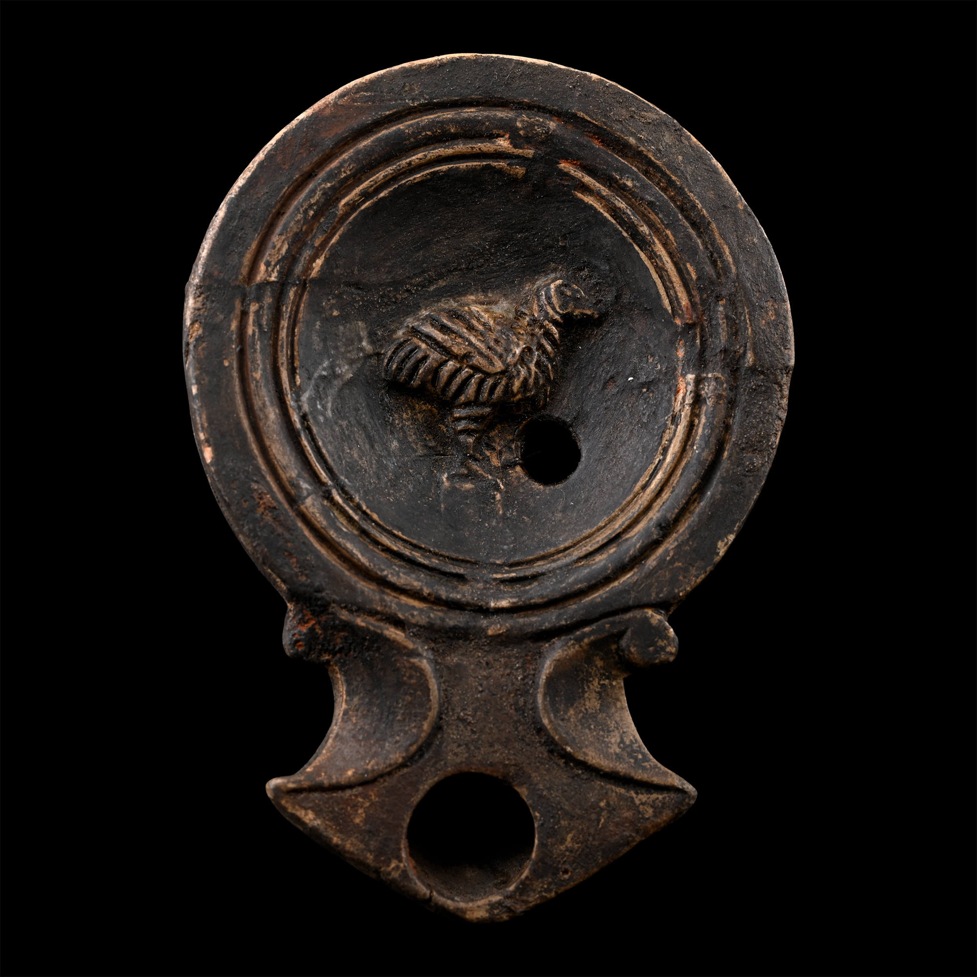Roman Terracotta Oil Lamp with Bird