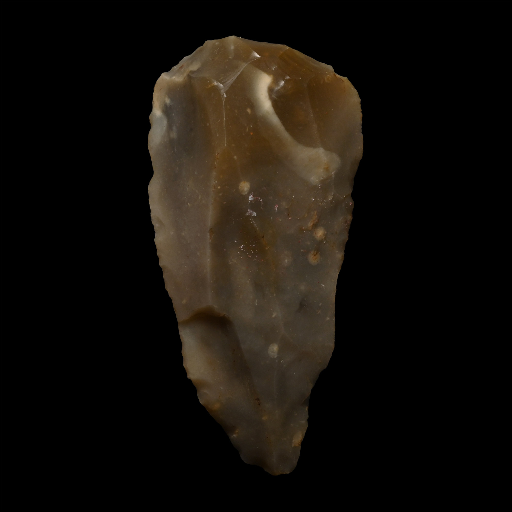 British Stone Age Bull-Nosed Knapped Flint Blade Scraper