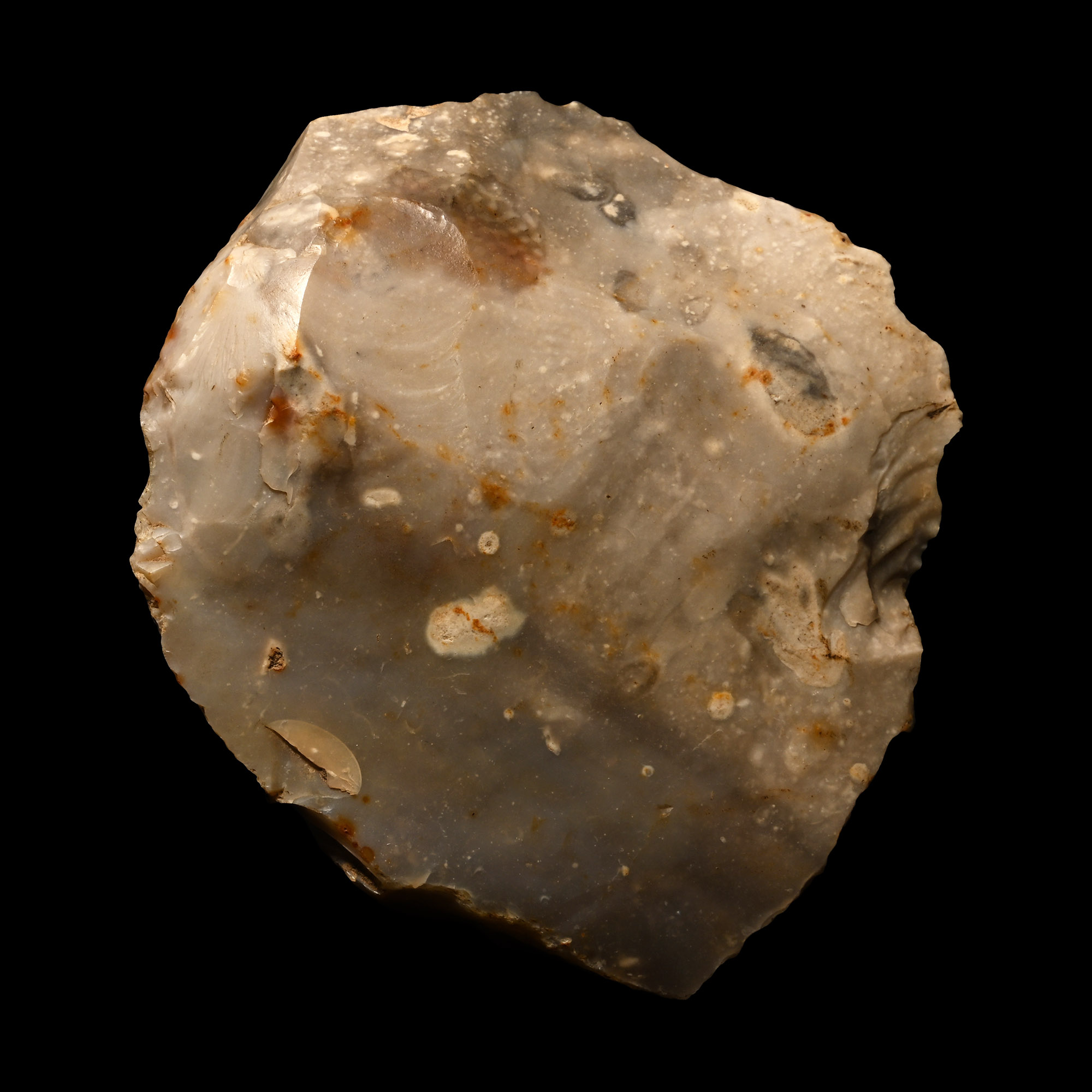 British Stone Age Knapped Flint Ovate Knife/Scraper from Farnham