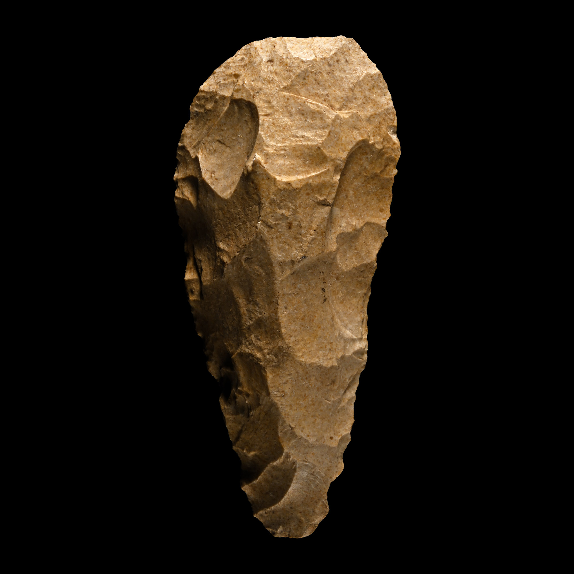 French Stone Age Knapped Cream Stone Handaxe