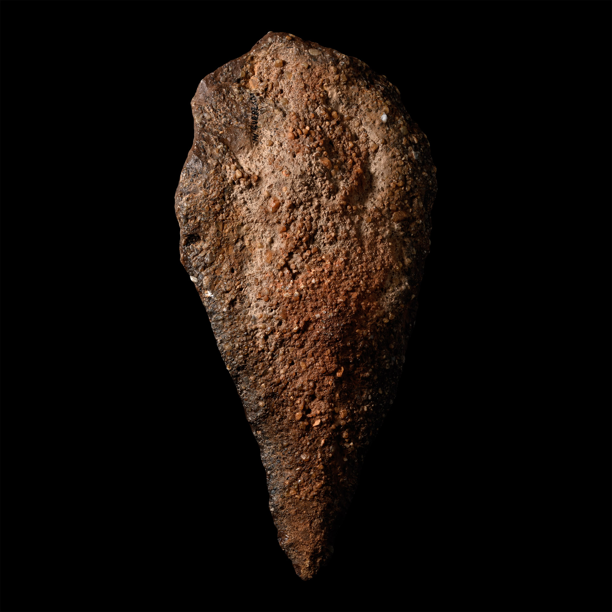 Very Large African Stone Age Homo Erectus Knapped Red Stone Handaxe