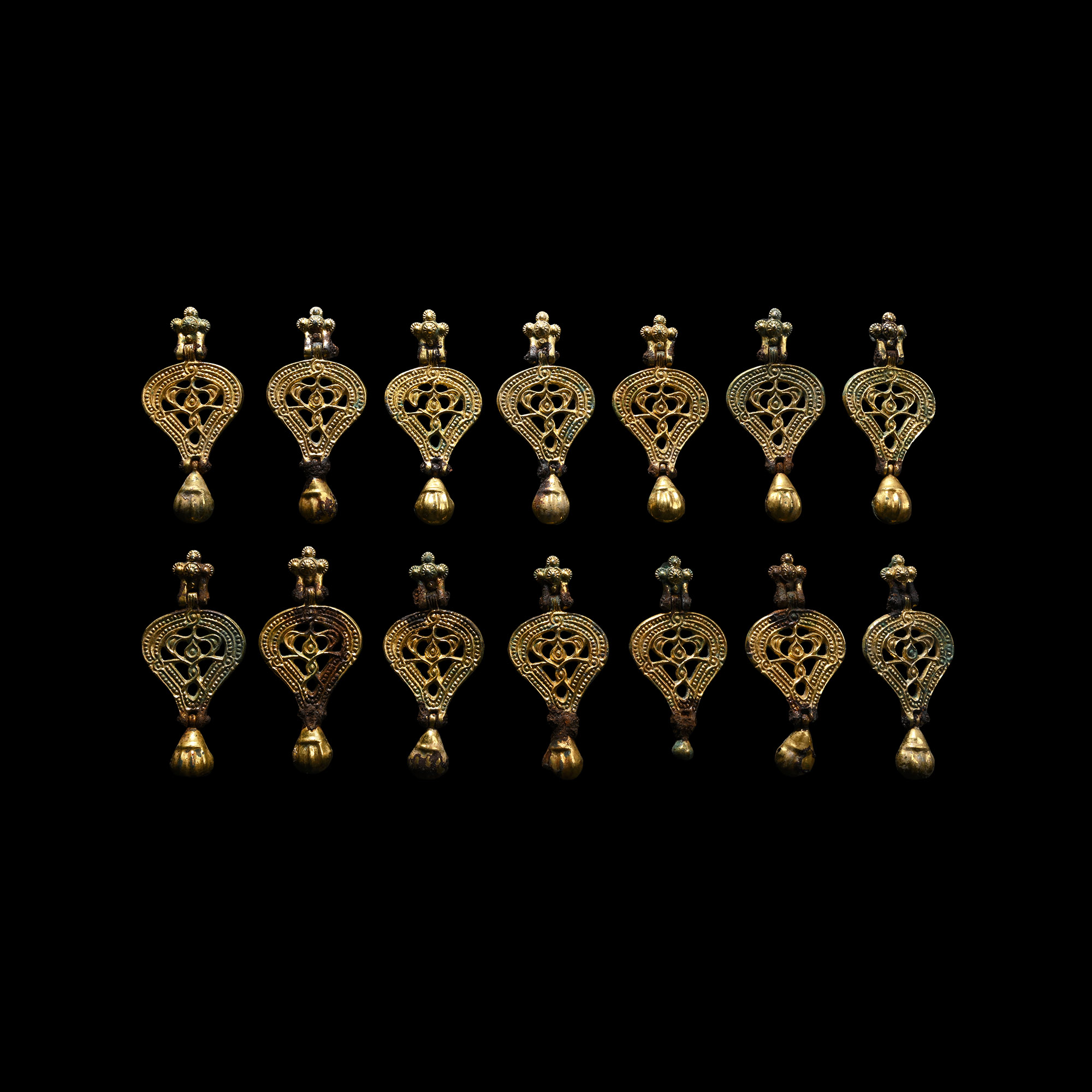 Viking Age Gilt Bronze Military Horse Harness Pendant Set