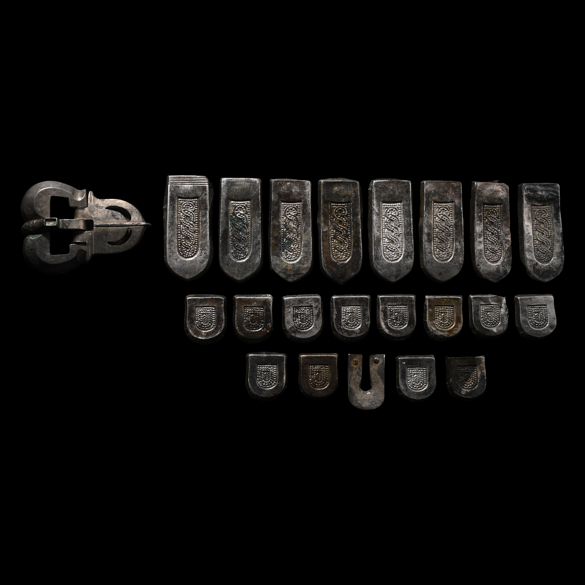 Langobardic Silver Sword Belt Set