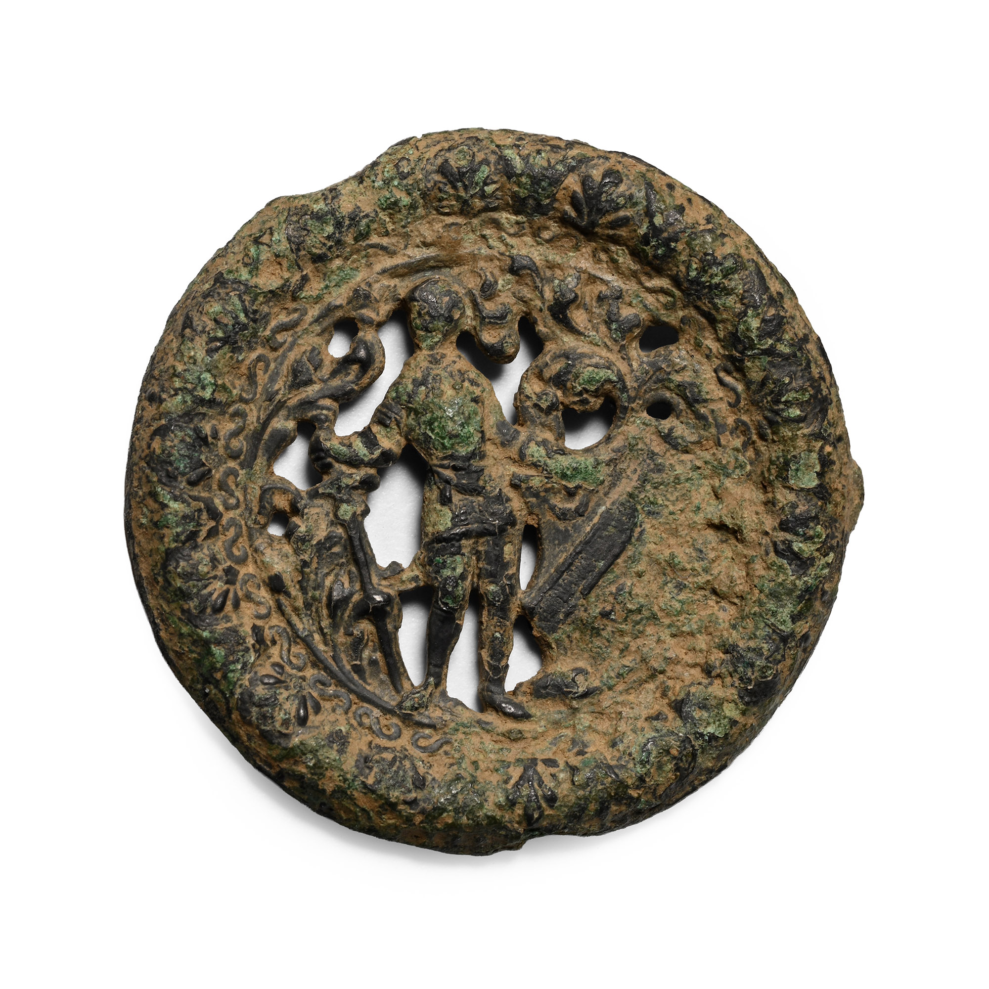 Medieval Bronze Man with Broadsword and Shield Pilgrim's Badge