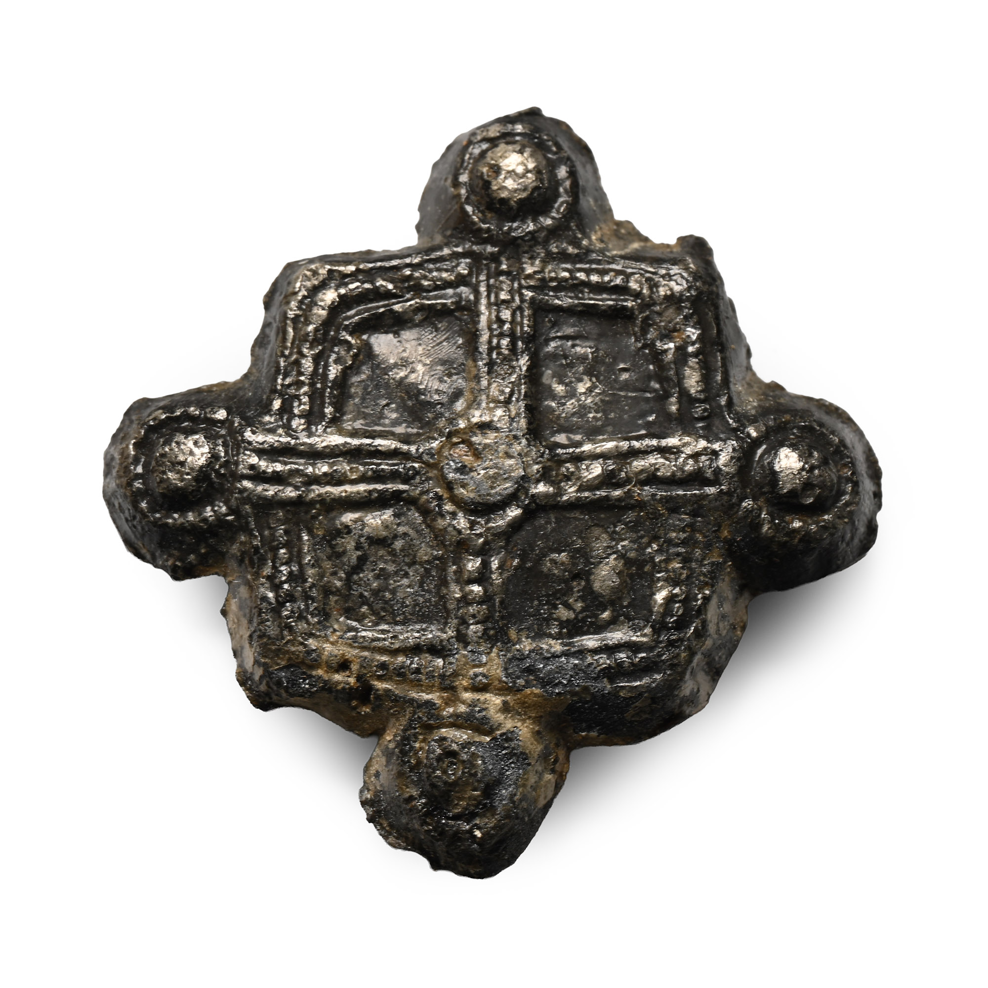 Medieval Pewter Pilgrim's Badge with Cross with Square Borders