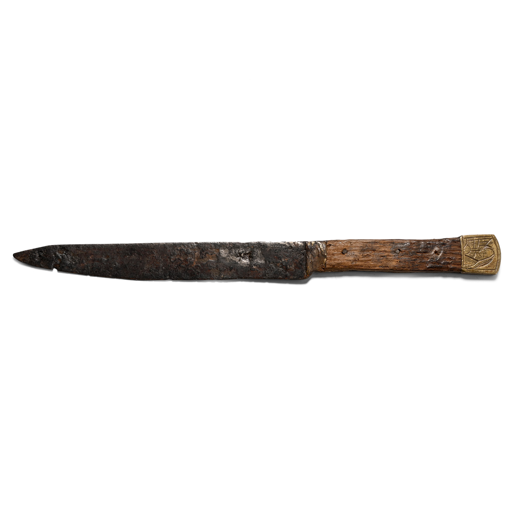 Medieval Iron Knife with Bronze Pommel