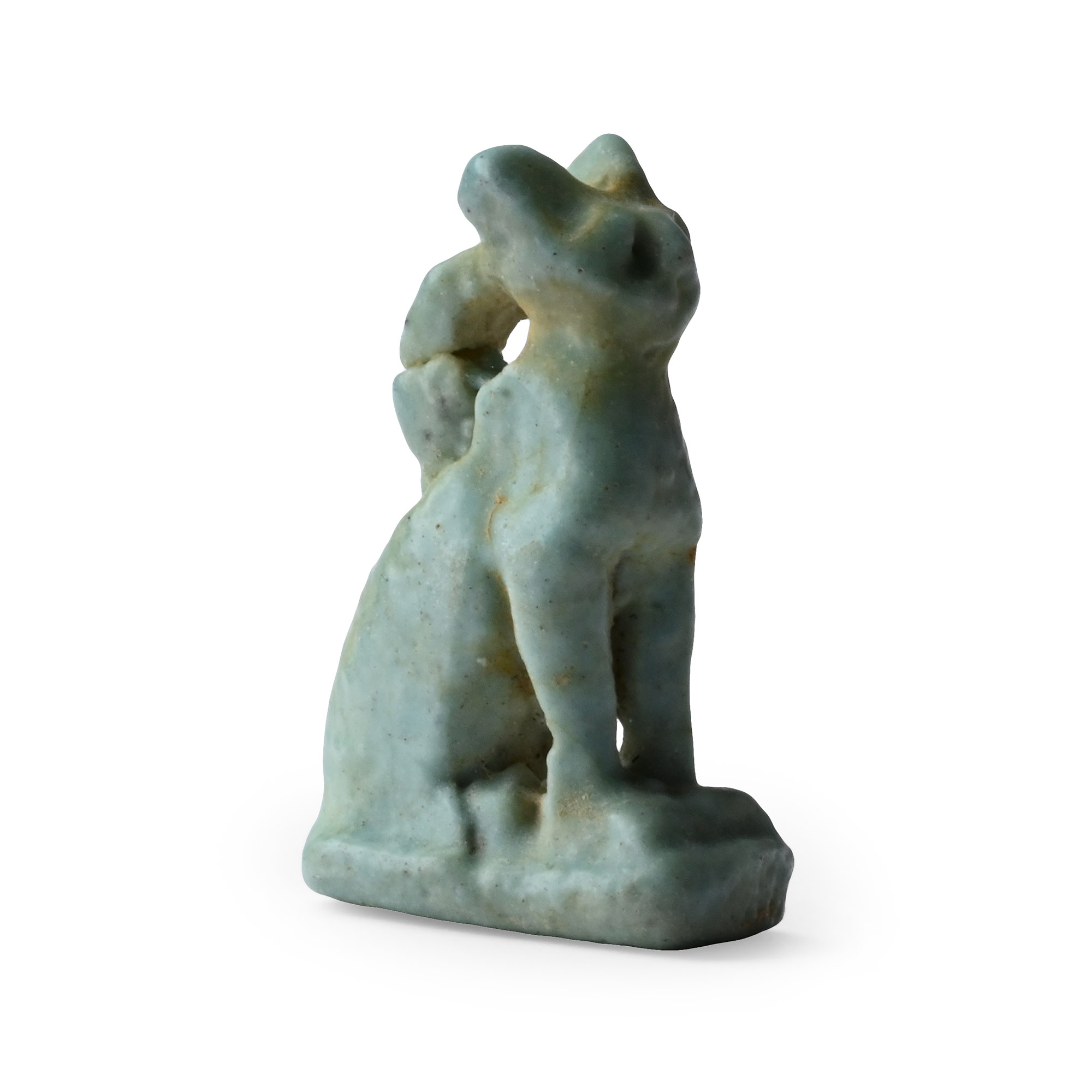 Egyptian Blue Faience Cat Amulet
