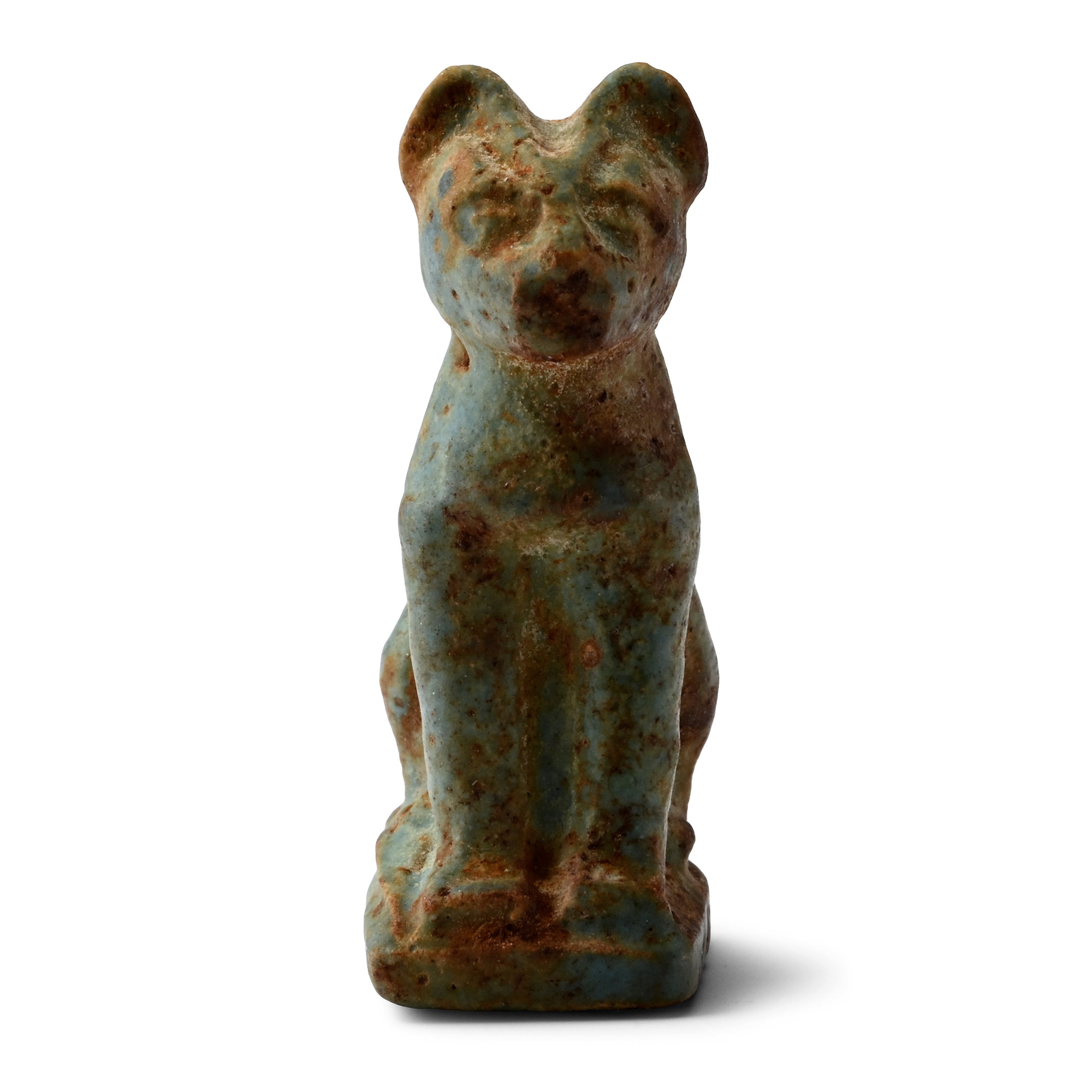 Large Egyptian Faience Cat Amulet