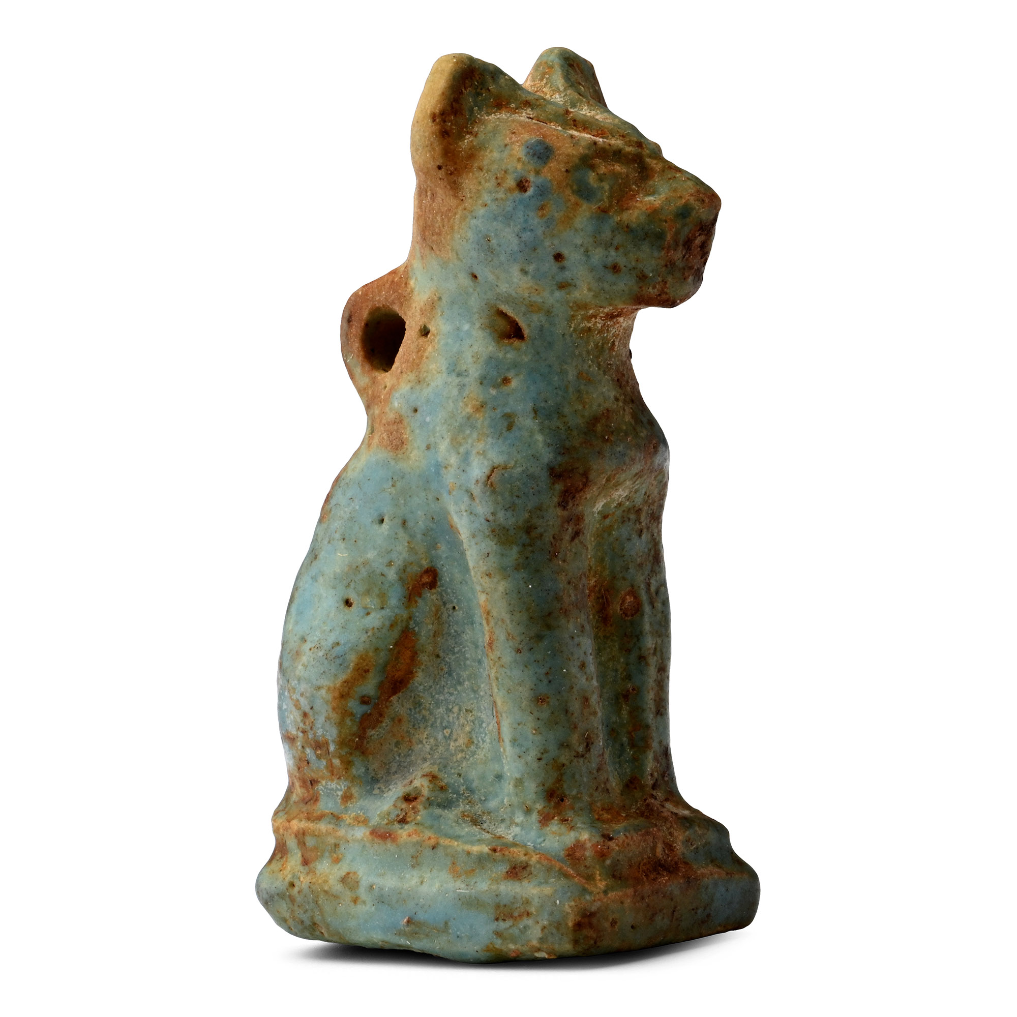 Large Egyptian Faience Cat Amulet