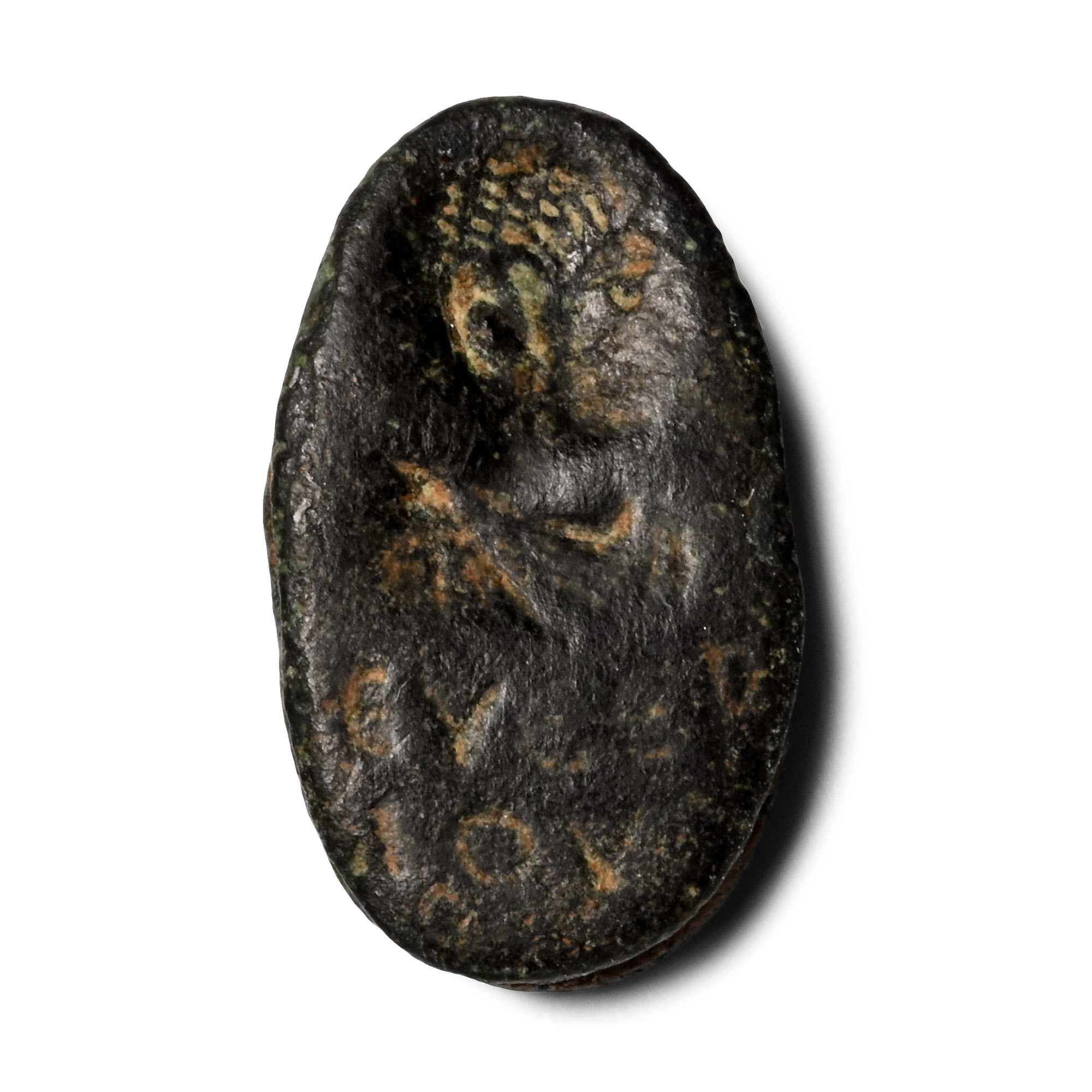 Roman Bronze Seal with Busts and Greek Legends