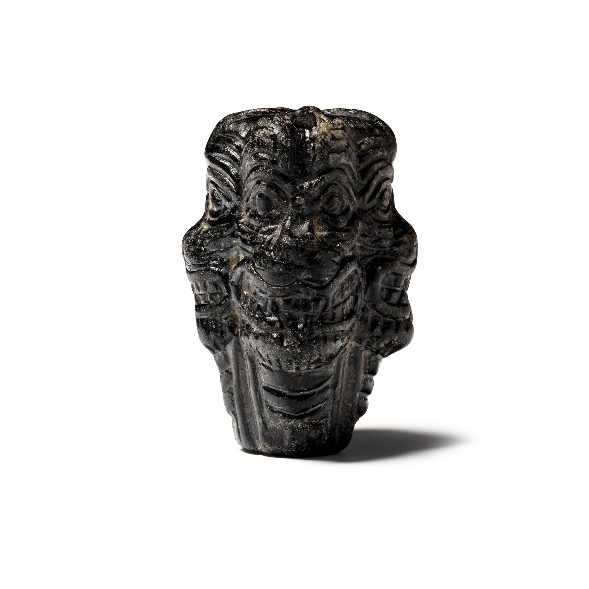 Neo-Assyrian Black Stone Multifacetted Pazuzu Head