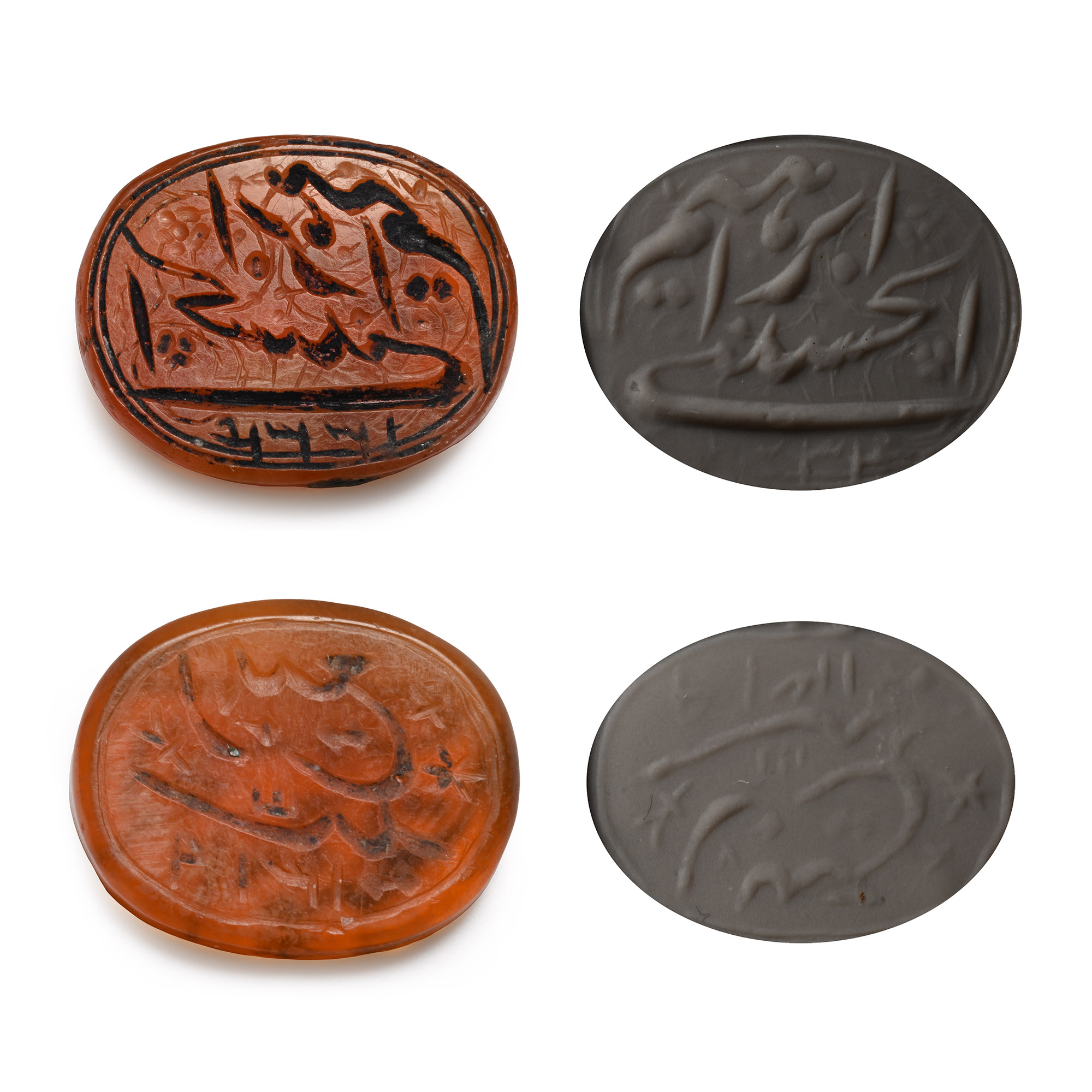 Ottoman Engraved Carnelian Bifacial Calligraphic Gemstone