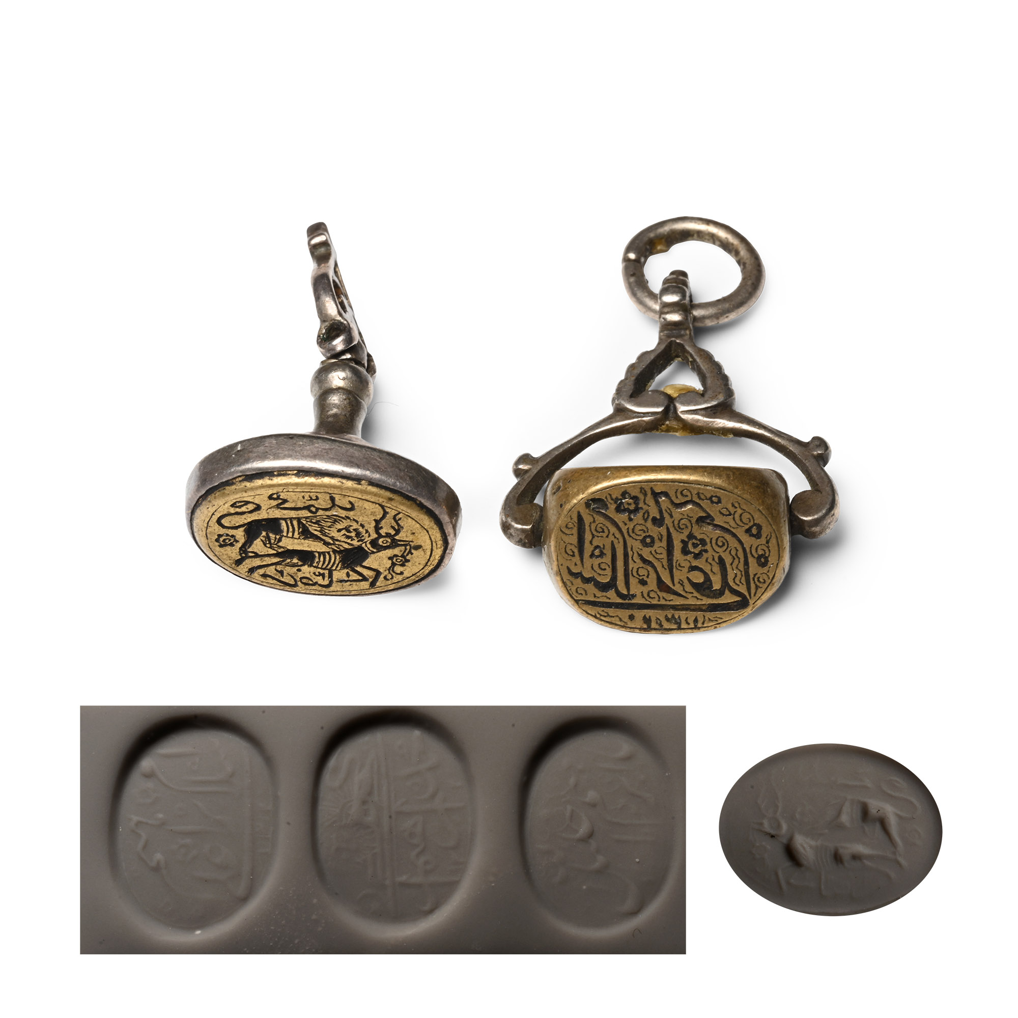 Western Asiatic Engraved Silver Calligraphic Stamp Seals