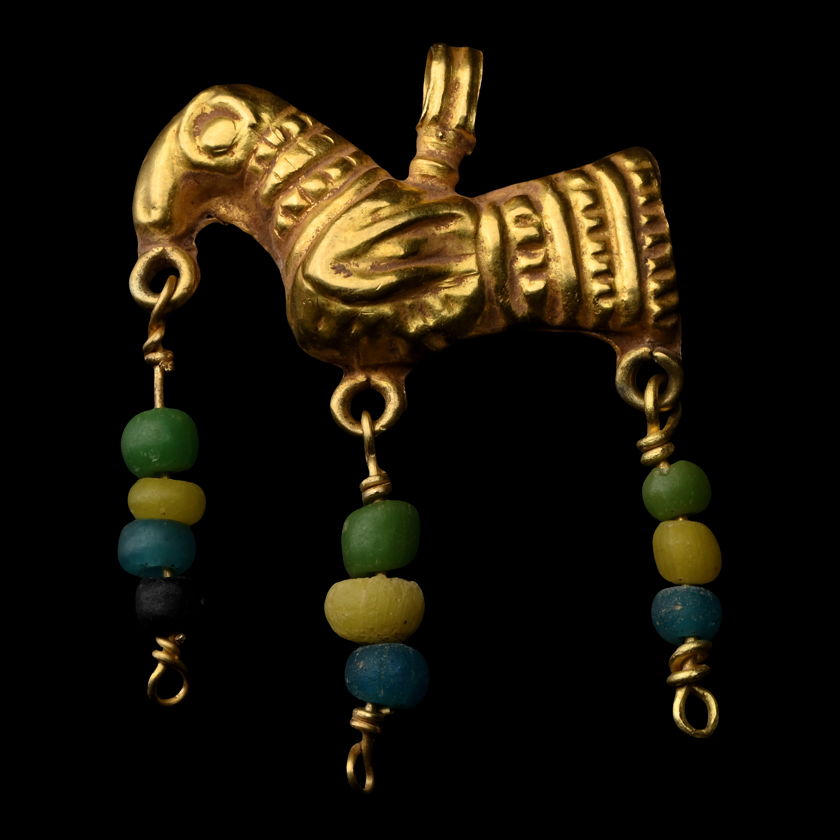 Western Asiatic Gold Bird Pendant with Droplets