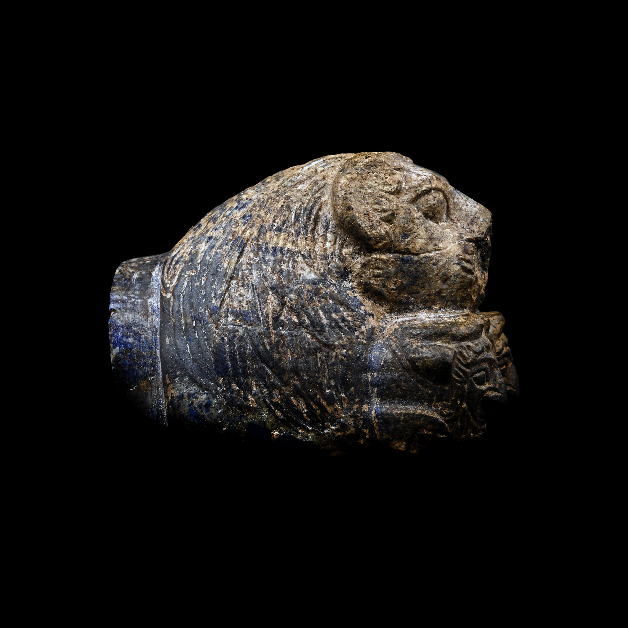 Western Asiatic Lapis Lazuli Throne Fitting with Lion