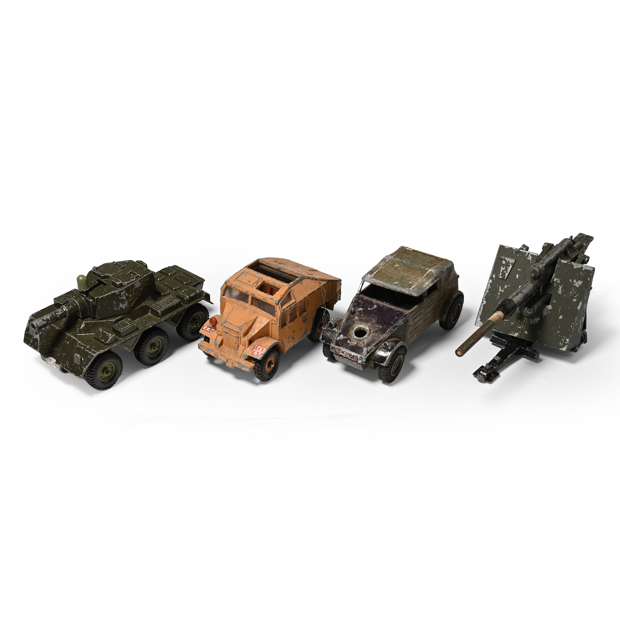 WWII Cast Metal Gun and Vehicle Die Cast Toy Group
