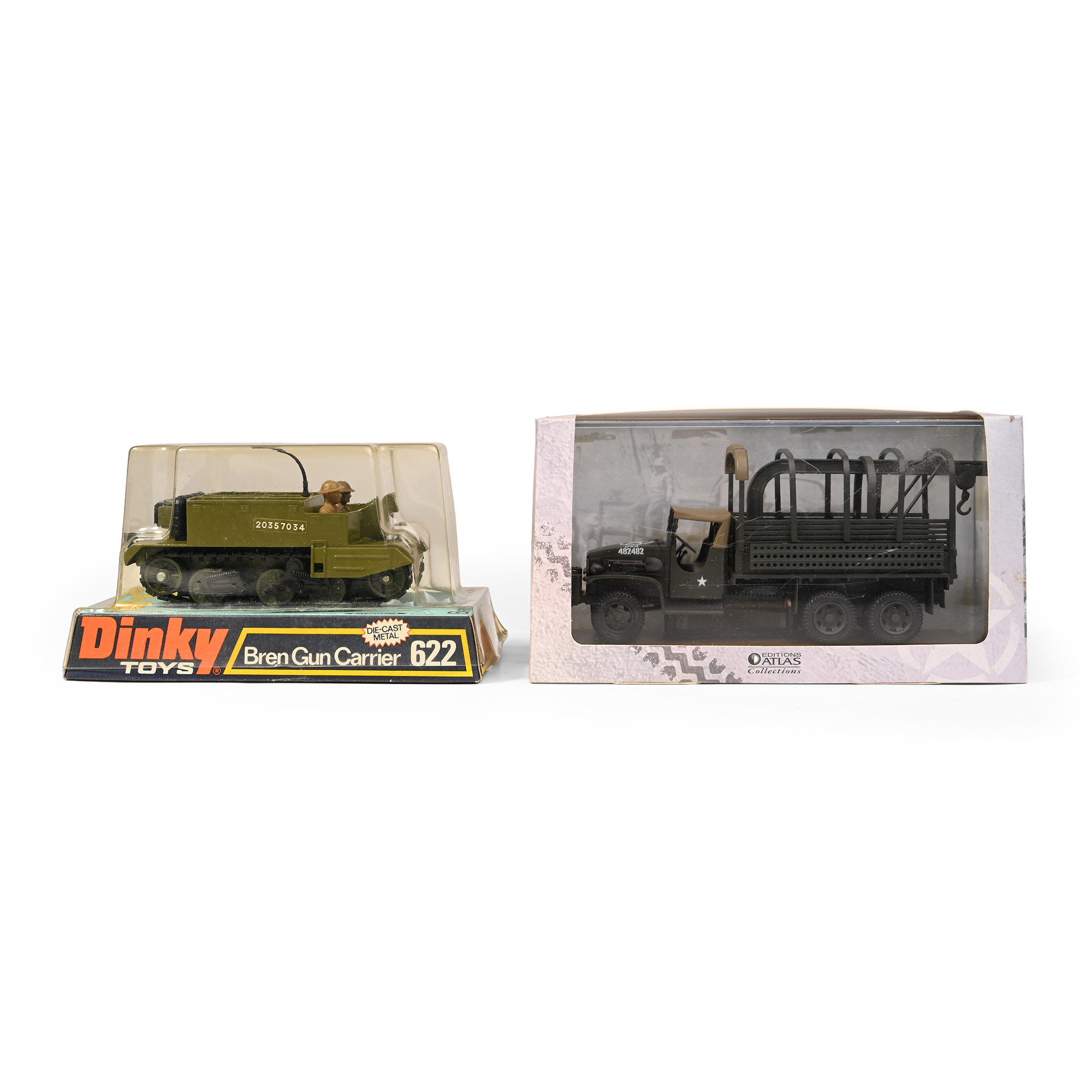 American WWII GMC CCKW 353 Truck and Bren Gun Carrier Die Cast Toy Group