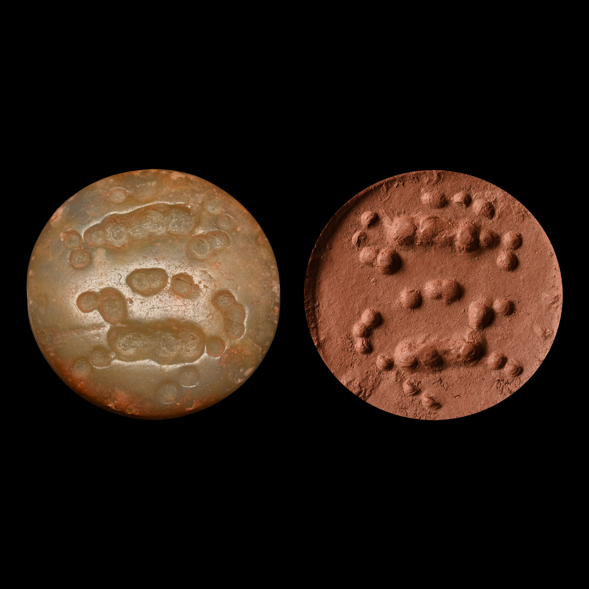 Large Mesopotamian Jemdet Nasr Type Animal Agate Stamp Seal