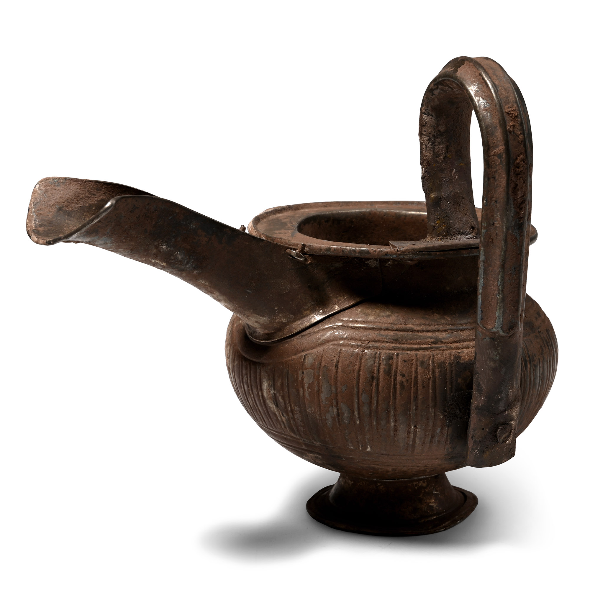 Lydian Silver Ribbed Jug with Spout and Handle