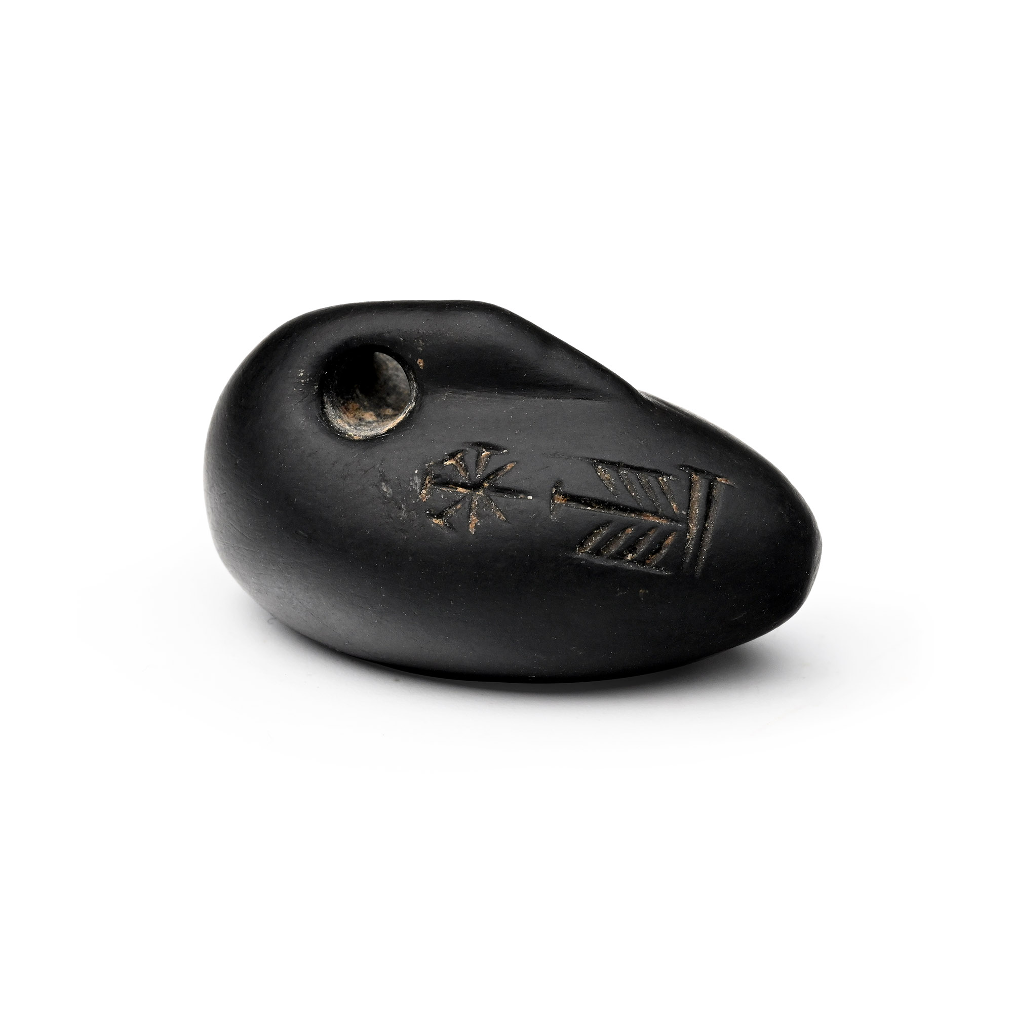 Neo-Babylonian Black Stone Duck Weight with Cuneiform Inscription