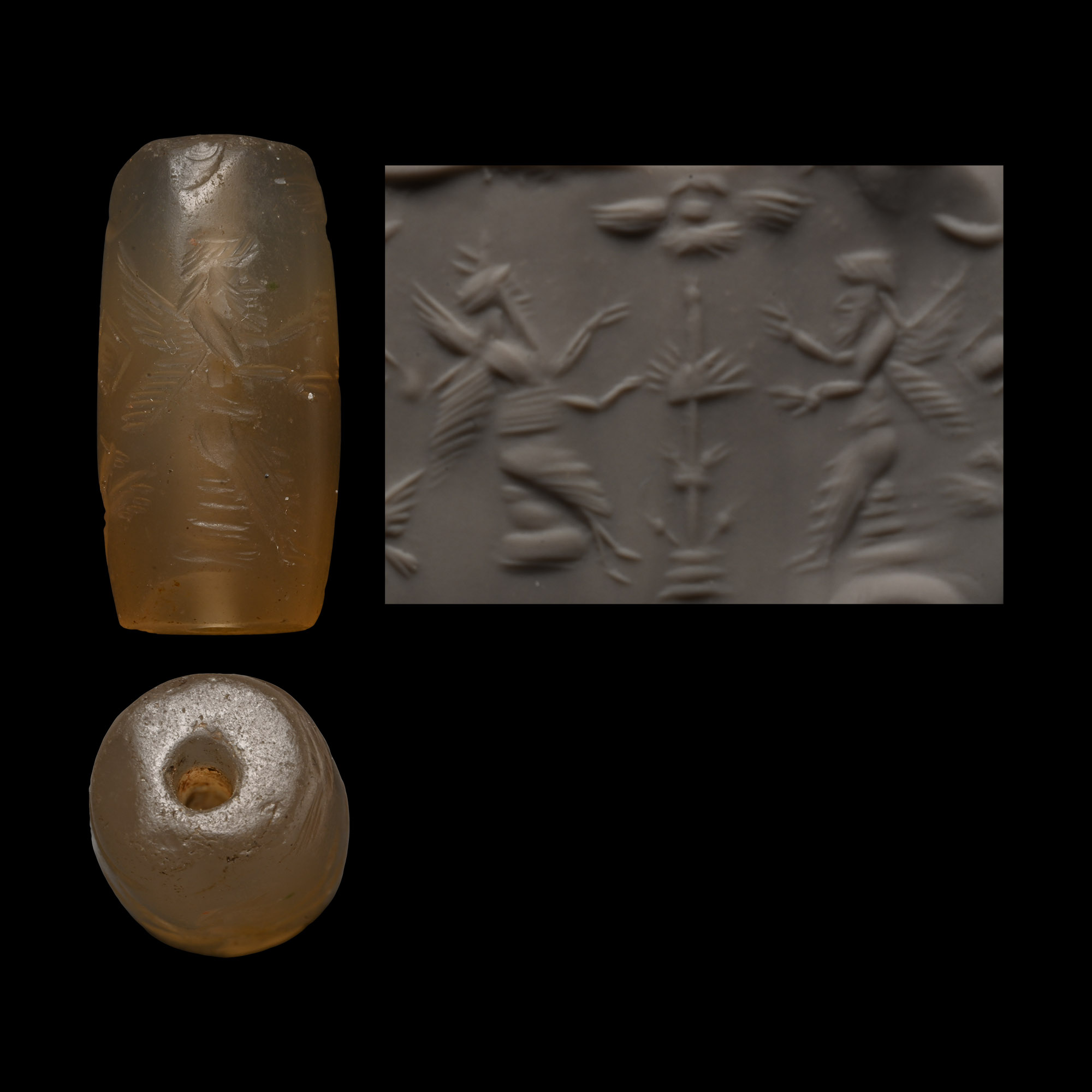 Western Asiatic Chalcedony Cylinder Seal with Tree of Life